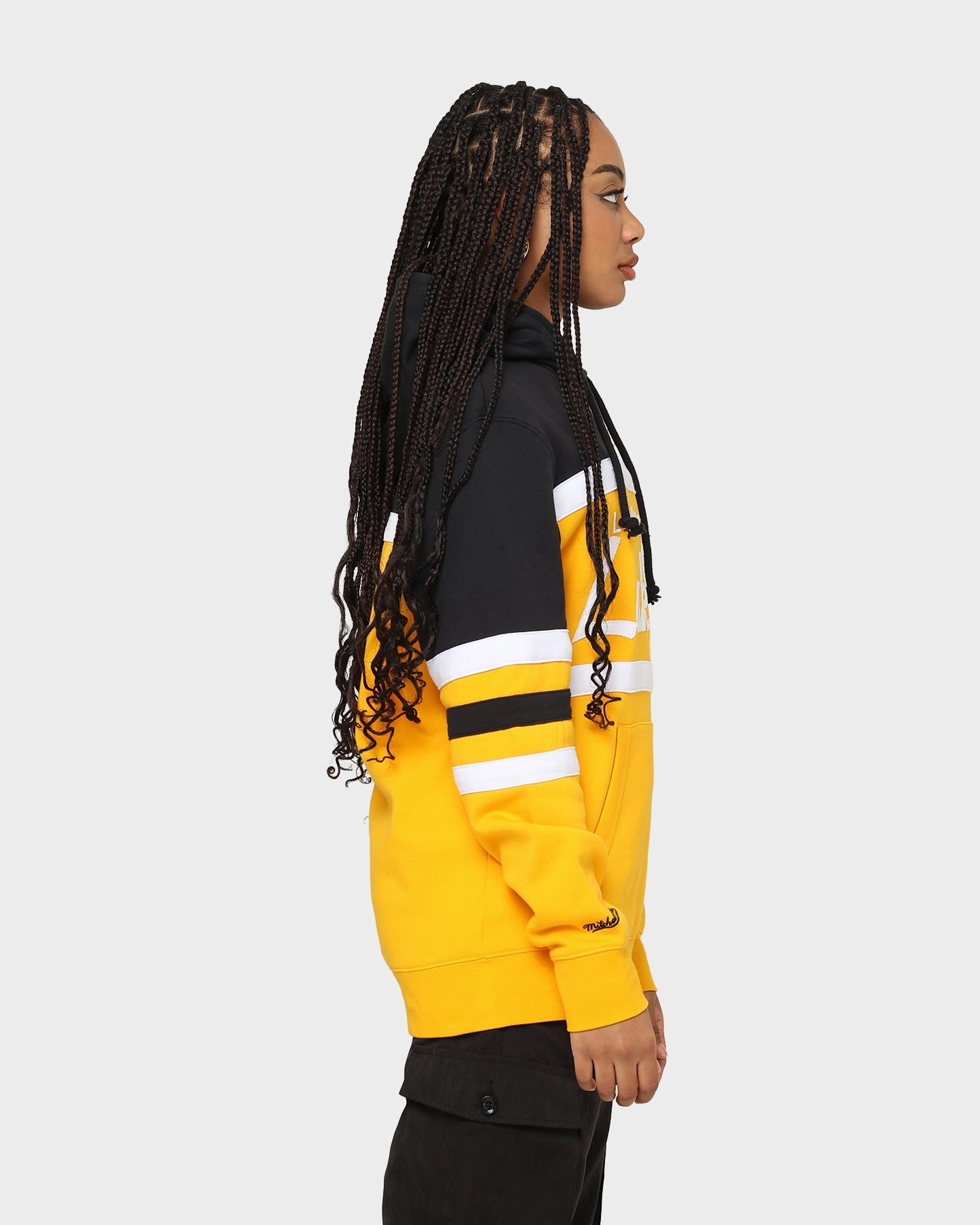 RipstopFabric OversizedFit Mitchell & Ness Men's Los Angeles Lakers Head Coach Hoodie Black