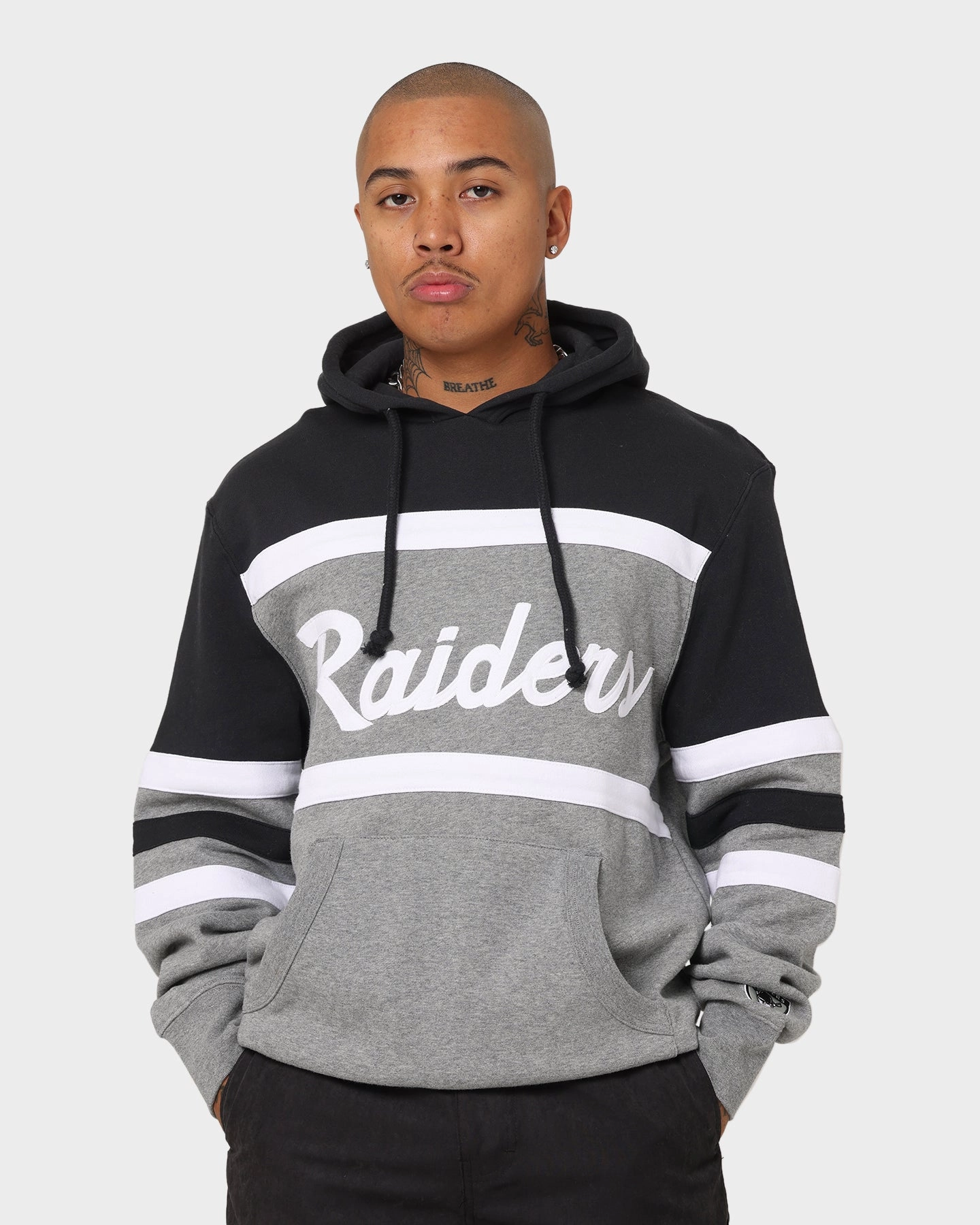 Mitchell & Ness Men's Raiders Head Coach Hoodie Black/Grey Temperature Adaptive Fabric