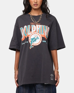 Mitchell & Ness Miami Dolphins Arch T-Shirt Faded Black Crew Neck Design