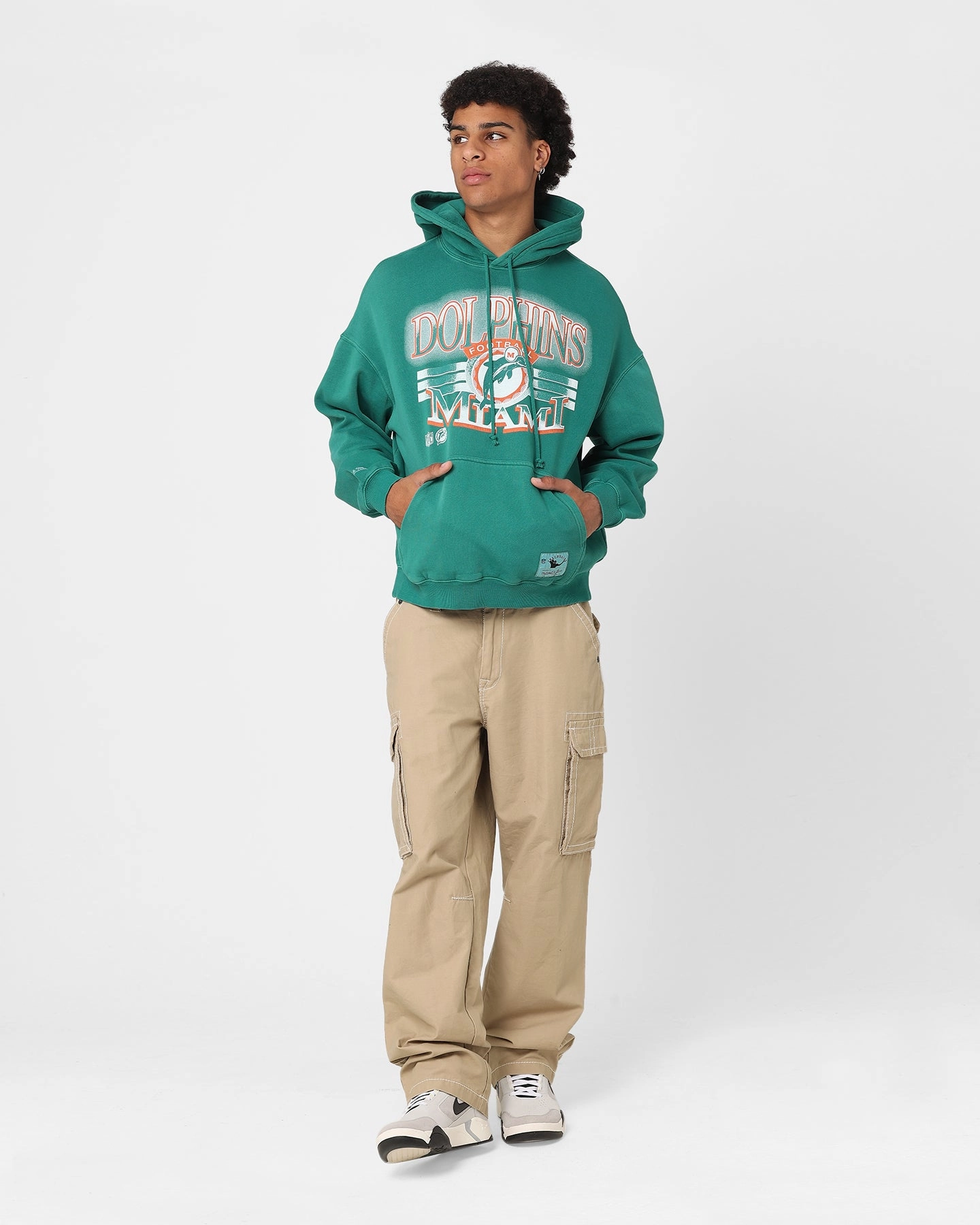 Mitchell & Ness Miami Dolphins Glow Arch Hoodie Aqua Investment Poise