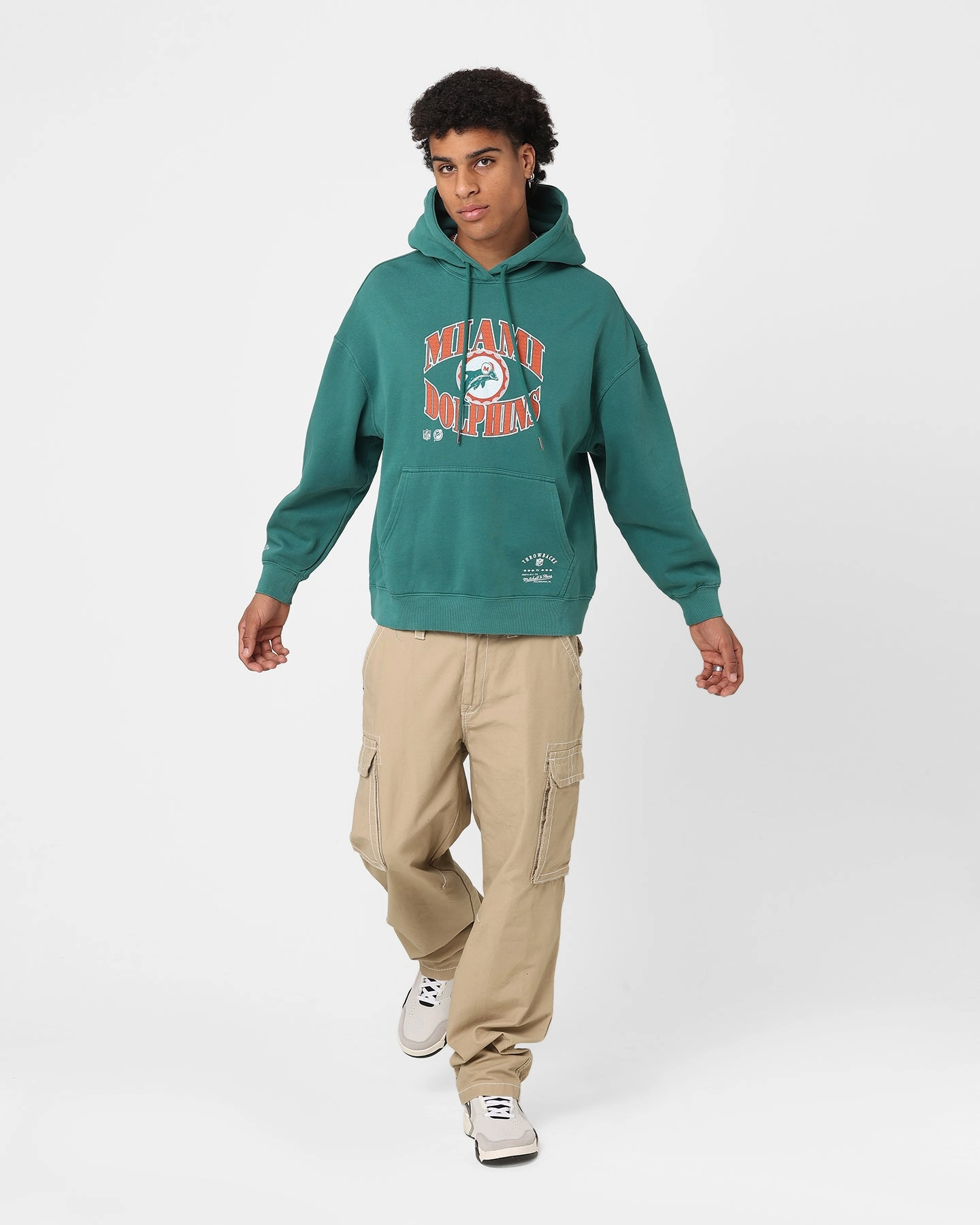 Mitchell & Ness Miami Dolphins Point Guard Hoodie Faded Teal Tailored Silhouette Discover