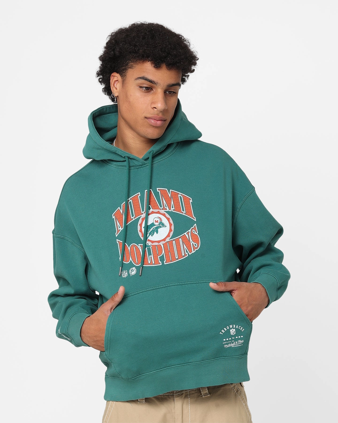Mitchell & Ness Miami Dolphins Point Guard Hoodie Faded Teal Wind Protection