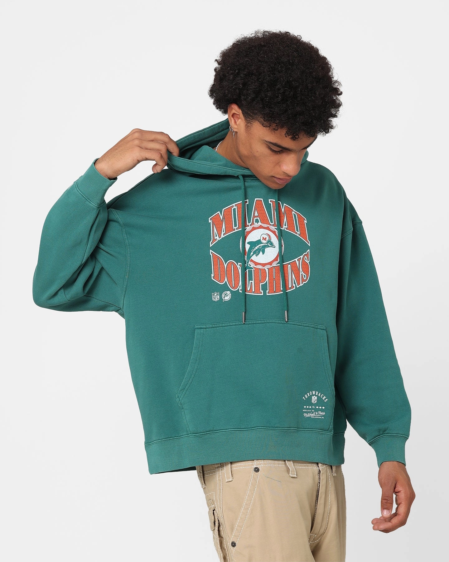 Mitchell & Ness Miami Dolphins Point Guard Hoodie Faded Teal Create Soft Shell Material
