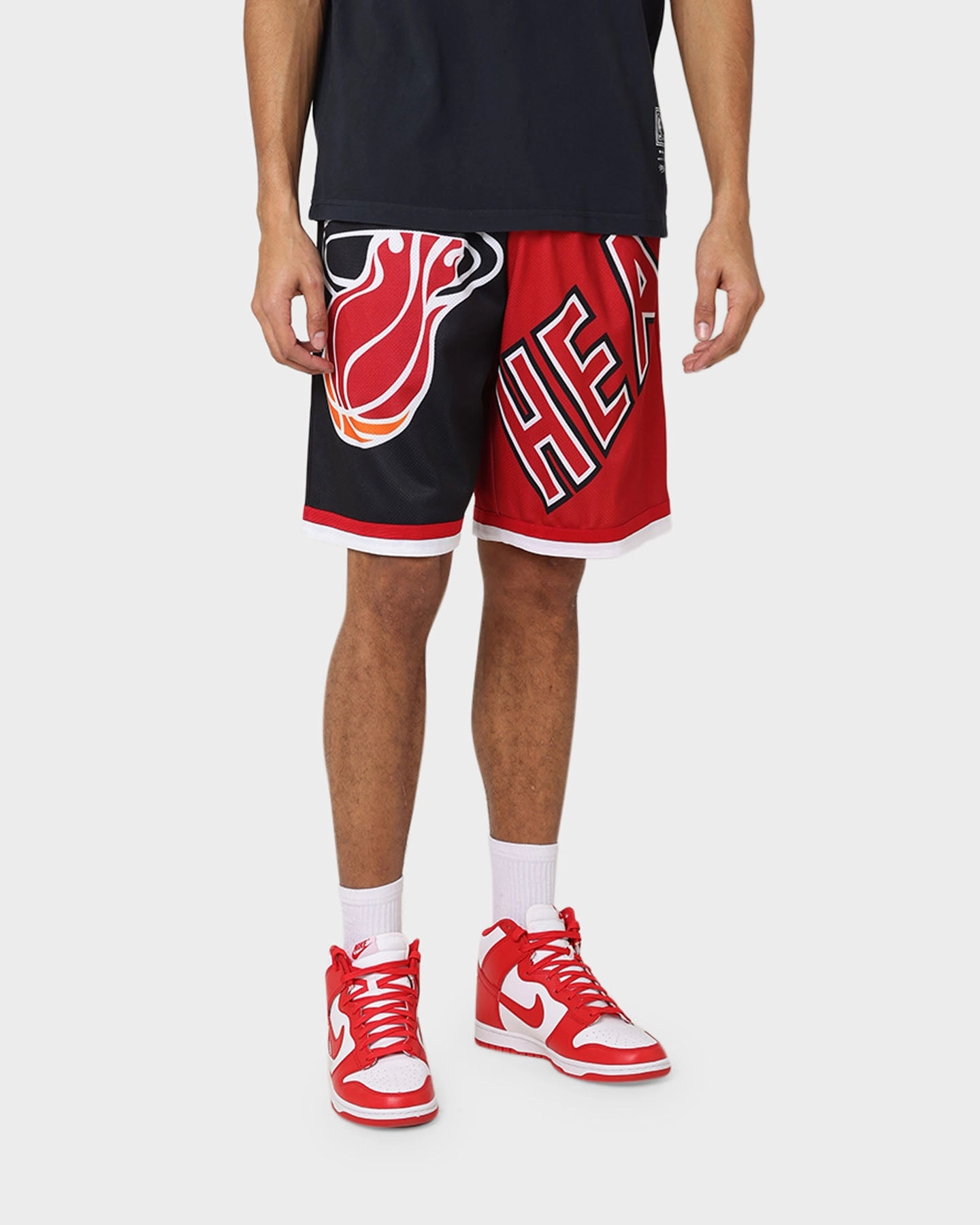 Mitchell & Ness Miami Heat Big Face 5.0 Shorts Black Quick Change Friendly Quick Evaporation Fabric