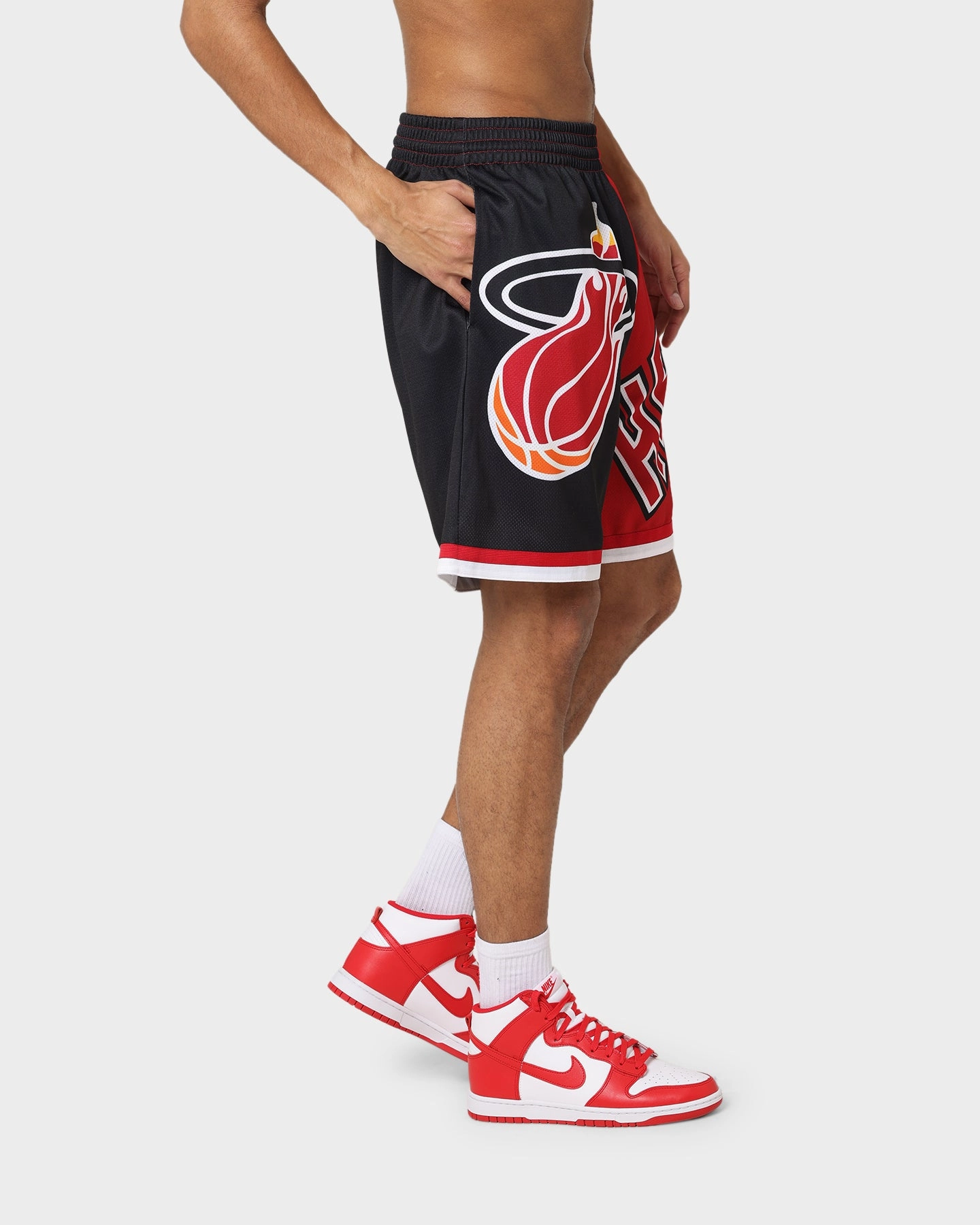 Mitchell & Ness Miami Heat Big Face 5.0 Shorts Black Non Slip Inner Grip