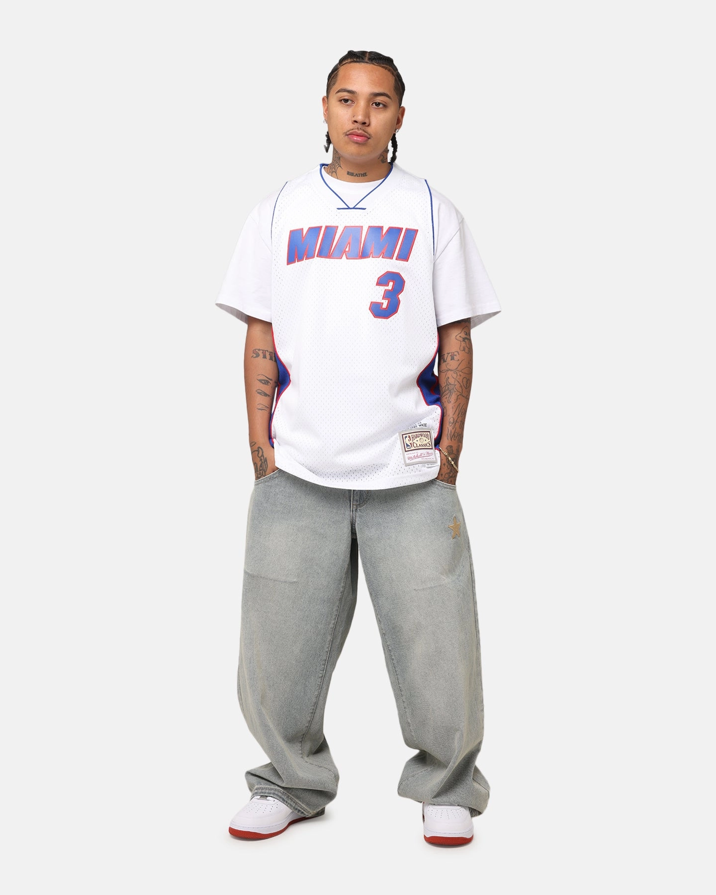 Cozy Performance Mitchell & Ness Miami Heat Dwyane Wade #3 'Flags Collection' Jersey White
