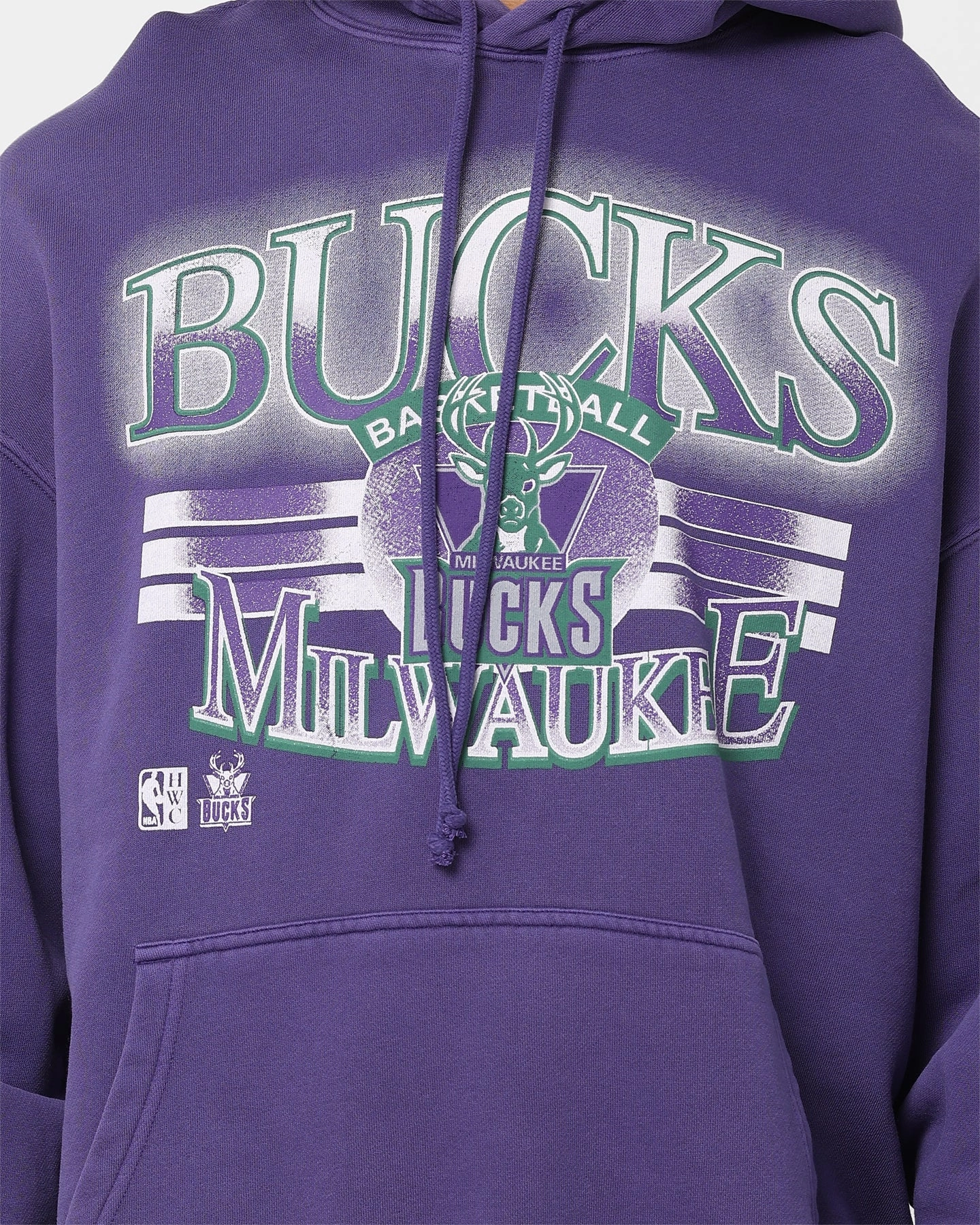 Mitchell & Ness Milwaukee Bucks Glow Arch Hoodie Purple Commuter Fit