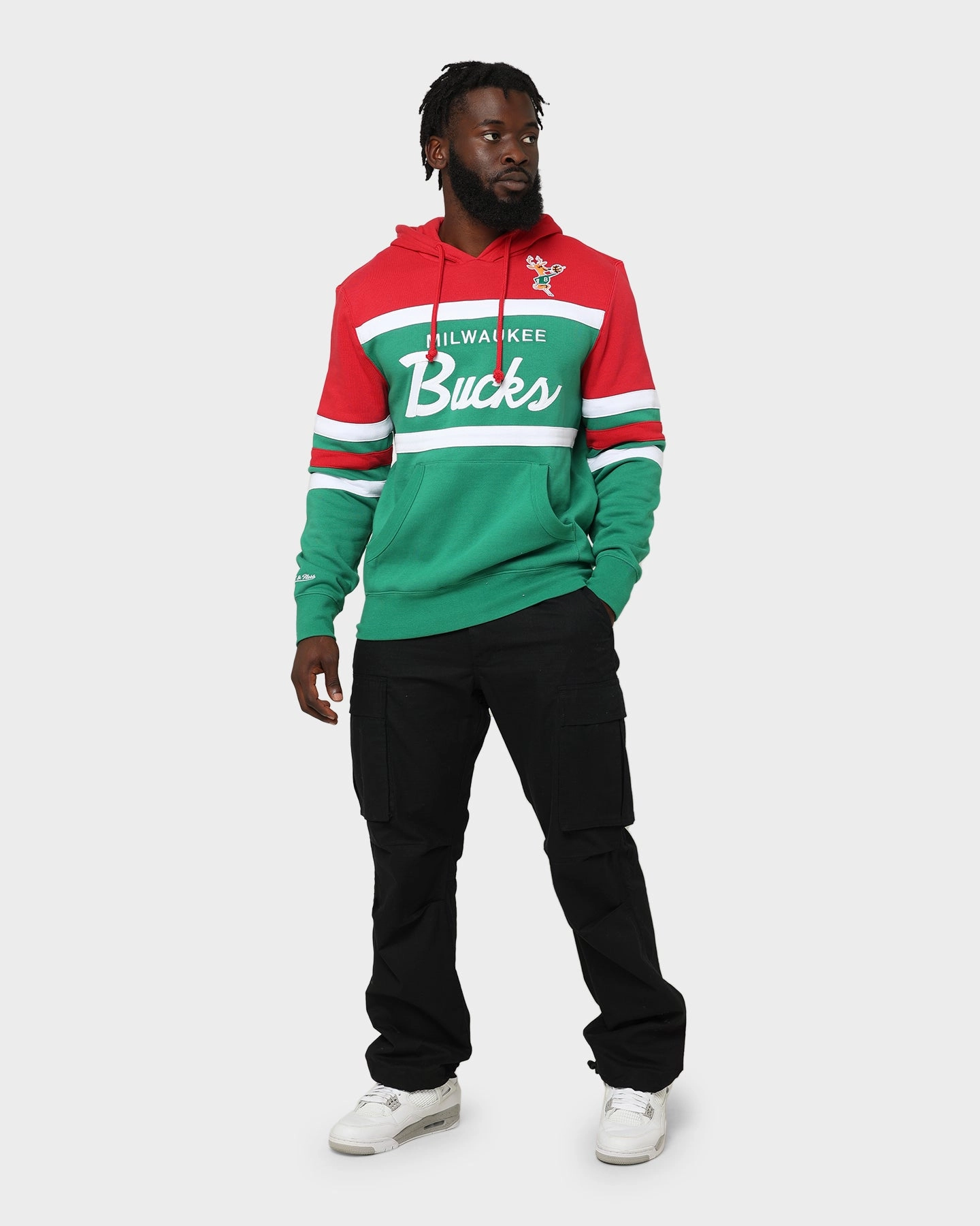 Mitchell & Ness Milwaukee Bucks Head Coach Hoodie Green Secure Storage Compartments impulse buy