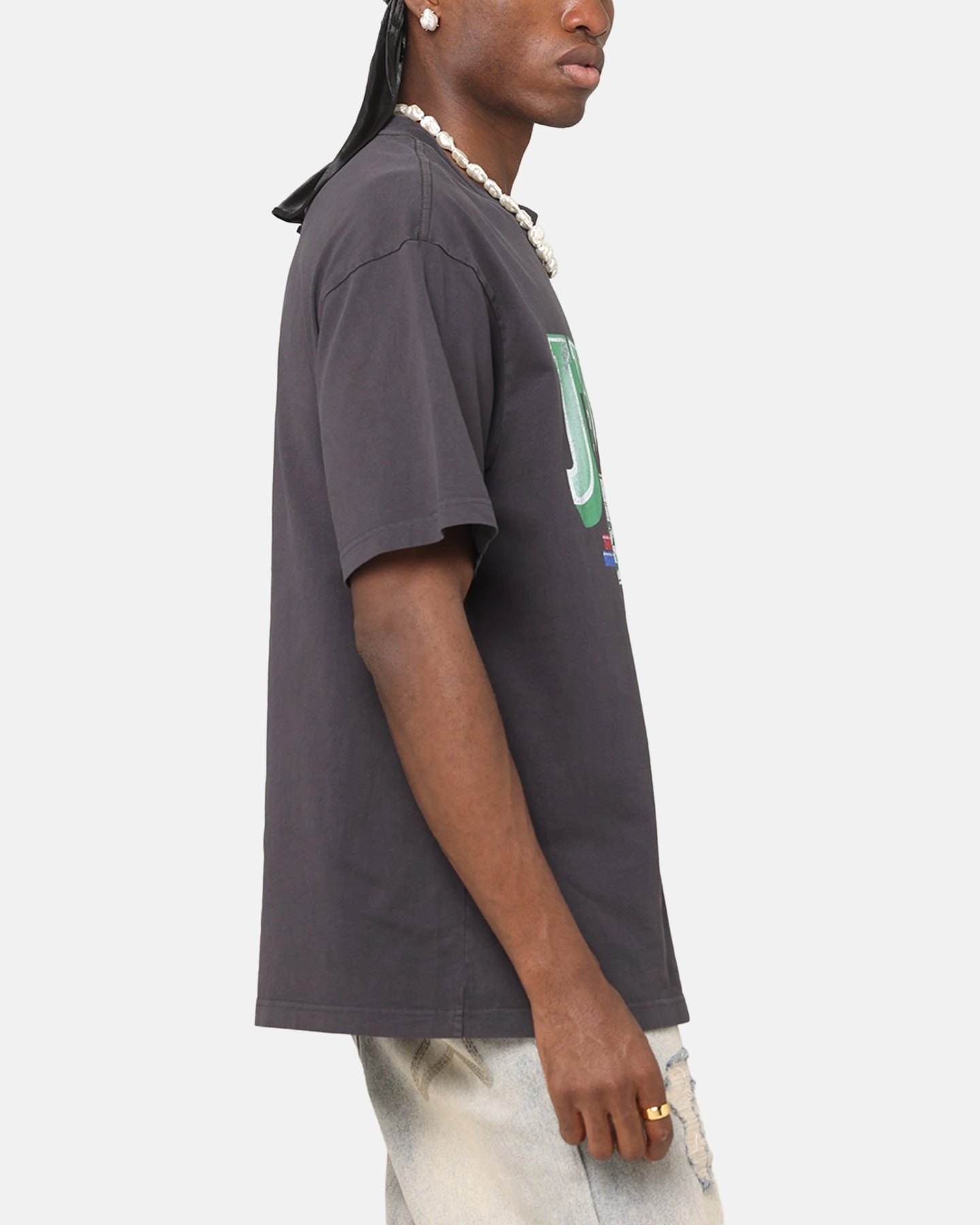 Mitchell & Ness New York Jets Arch T-Shirt Faded Black Premium Material Short sleeved breeziness