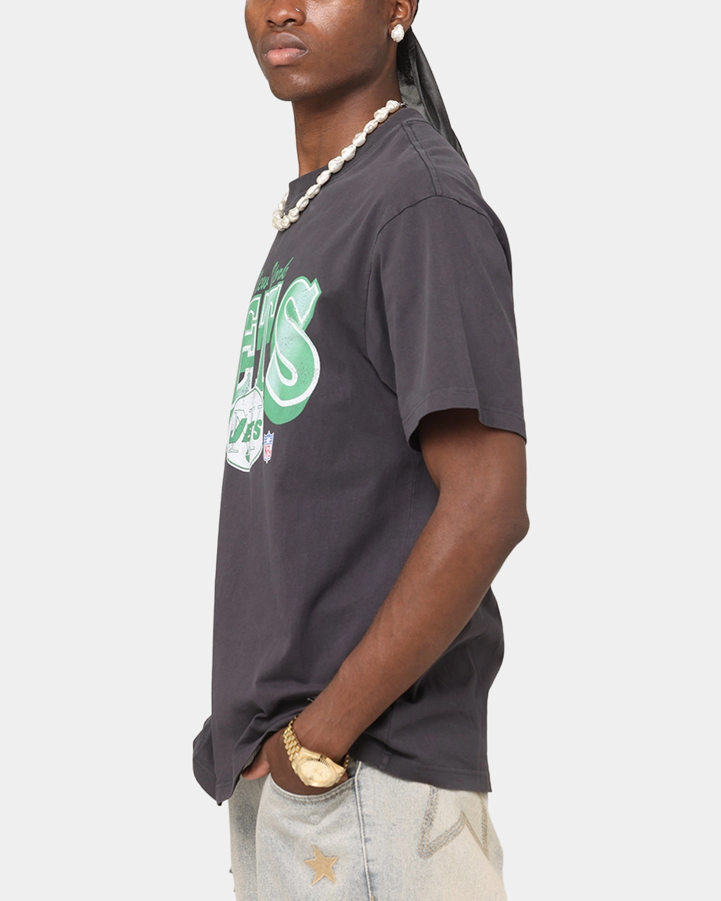 Mitchell & Ness New York Jets Arch T-Shirt Faded Black Modern Twist Cool and casual