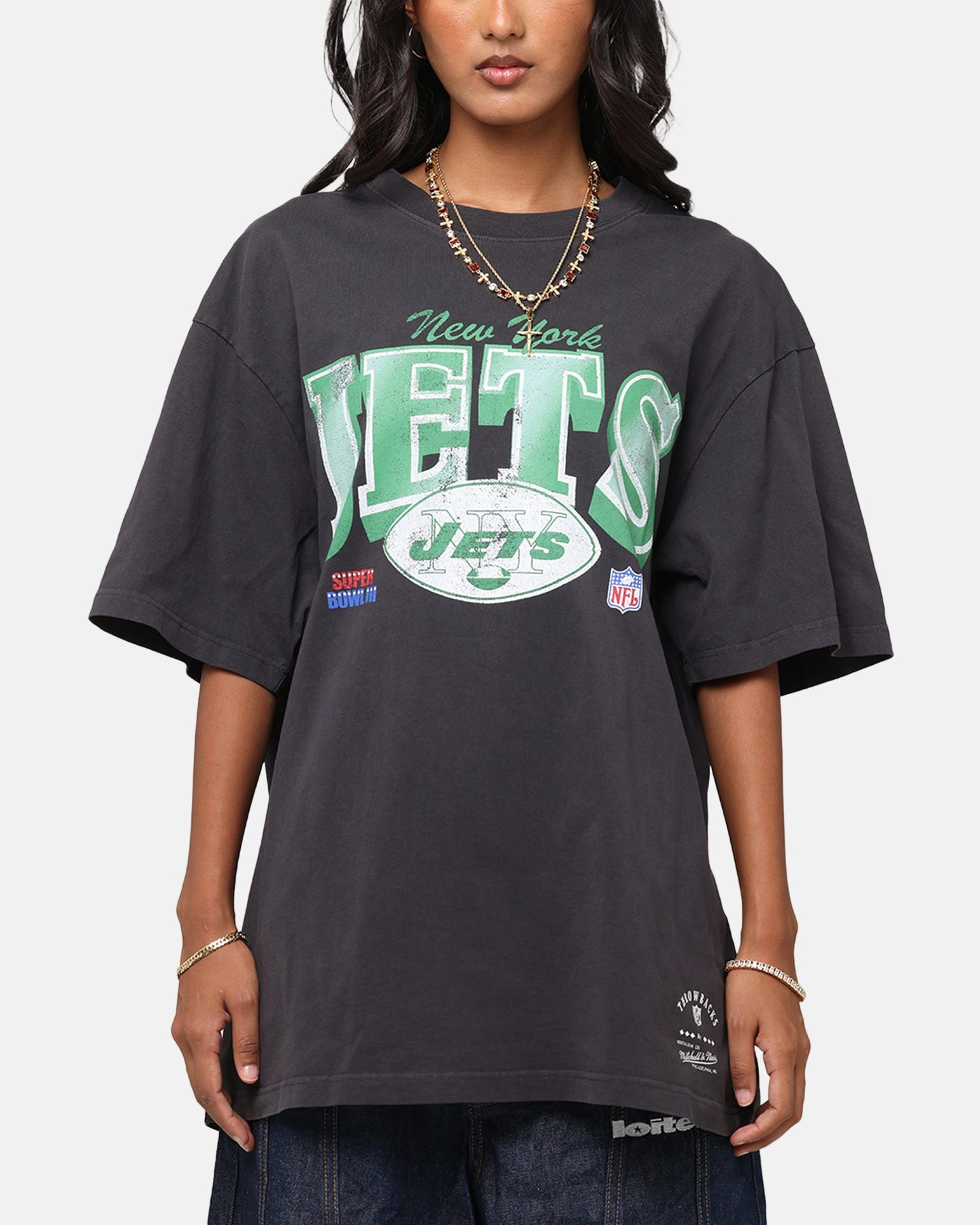 Lightweight Comfort Easy Comfort Mitchell & Ness New York Jets Arch T-Shirt Faded Black