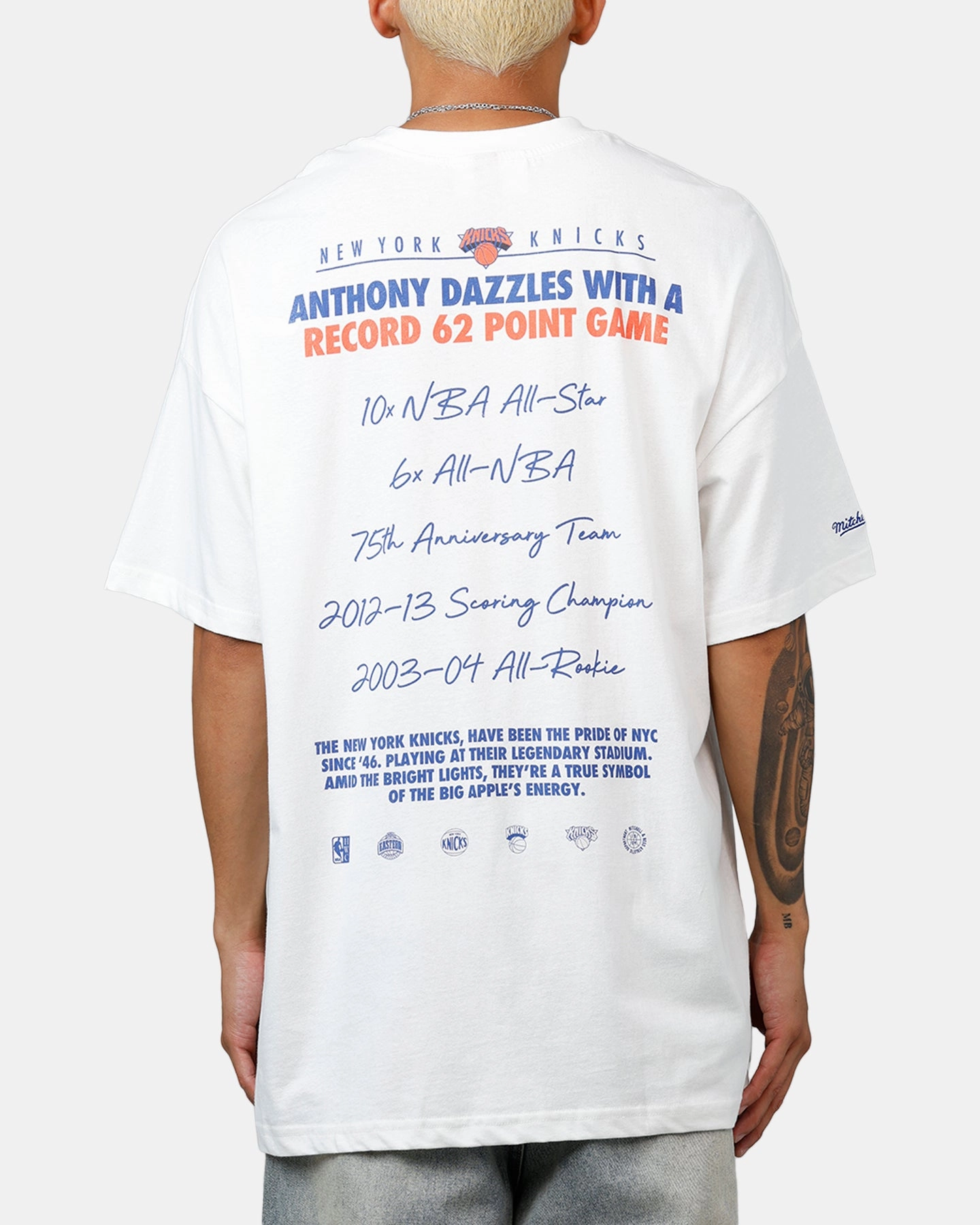 Mitchell & Ness New York Knicks Carmelo Anthony Got Better T-Shirt Vintage White LightweightBlend Pre Shrunk Cotton