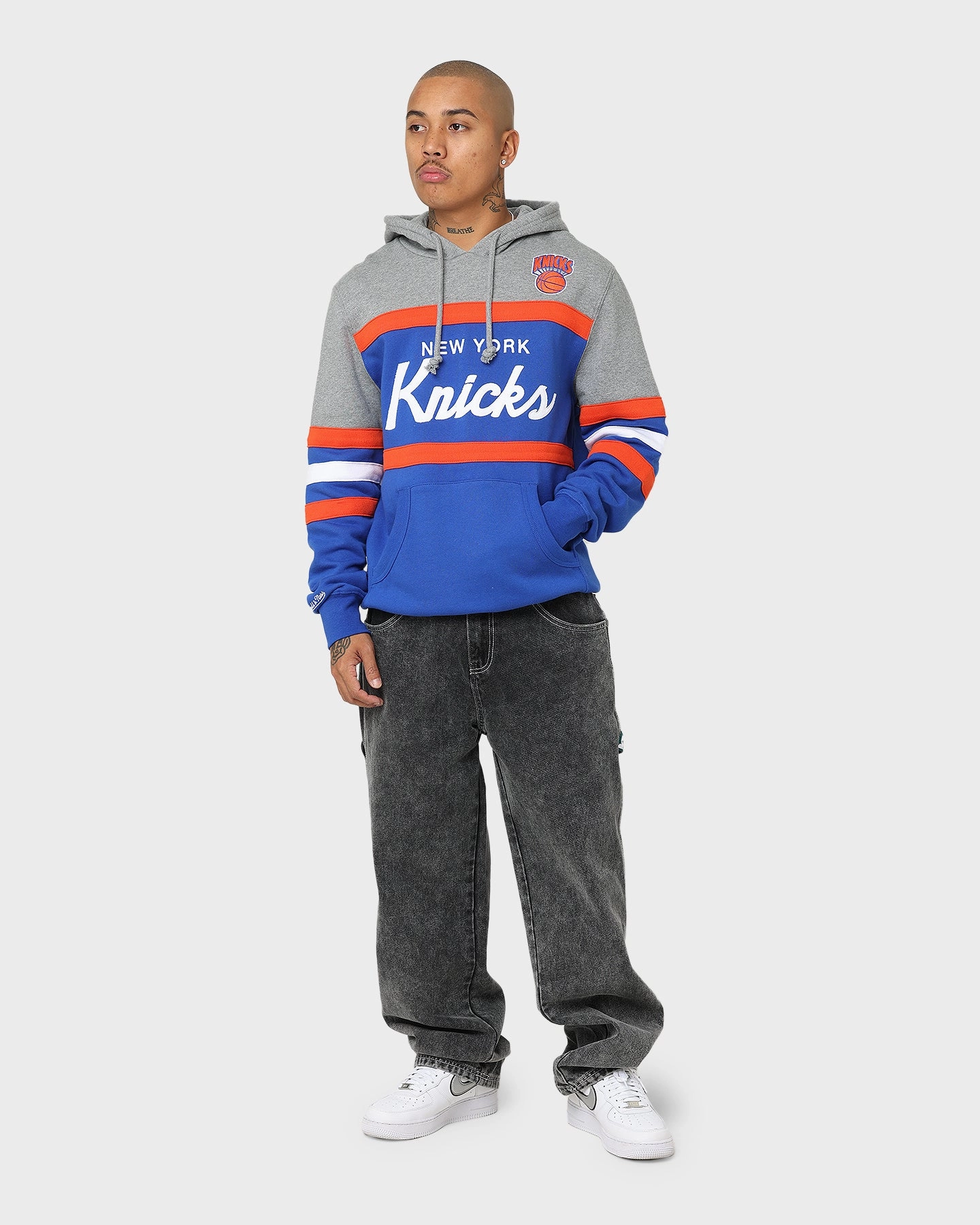 Mitchell & Ness New York Knicks Head Coach Hoodie Royal Anti Slip Collar Train