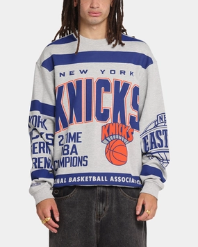 DurableStitching Mitchell & Ness New York Knicks Letterform Crewneck Grey Marle/Official Team Color