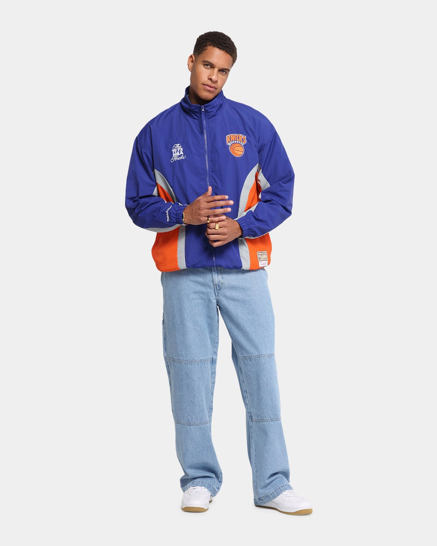 Mitchell & Ness New York Knicks Nylon Track Jacket Blue/Orange Climb