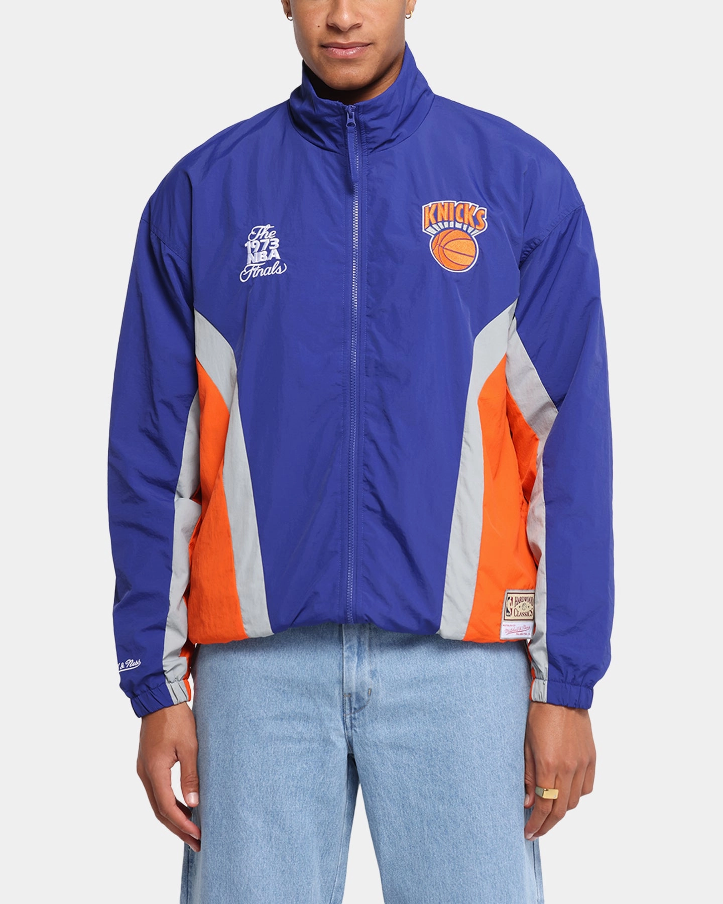 Compression Stitching Mitchell & Ness New York Knicks Nylon Track Jacket Blue/Orange