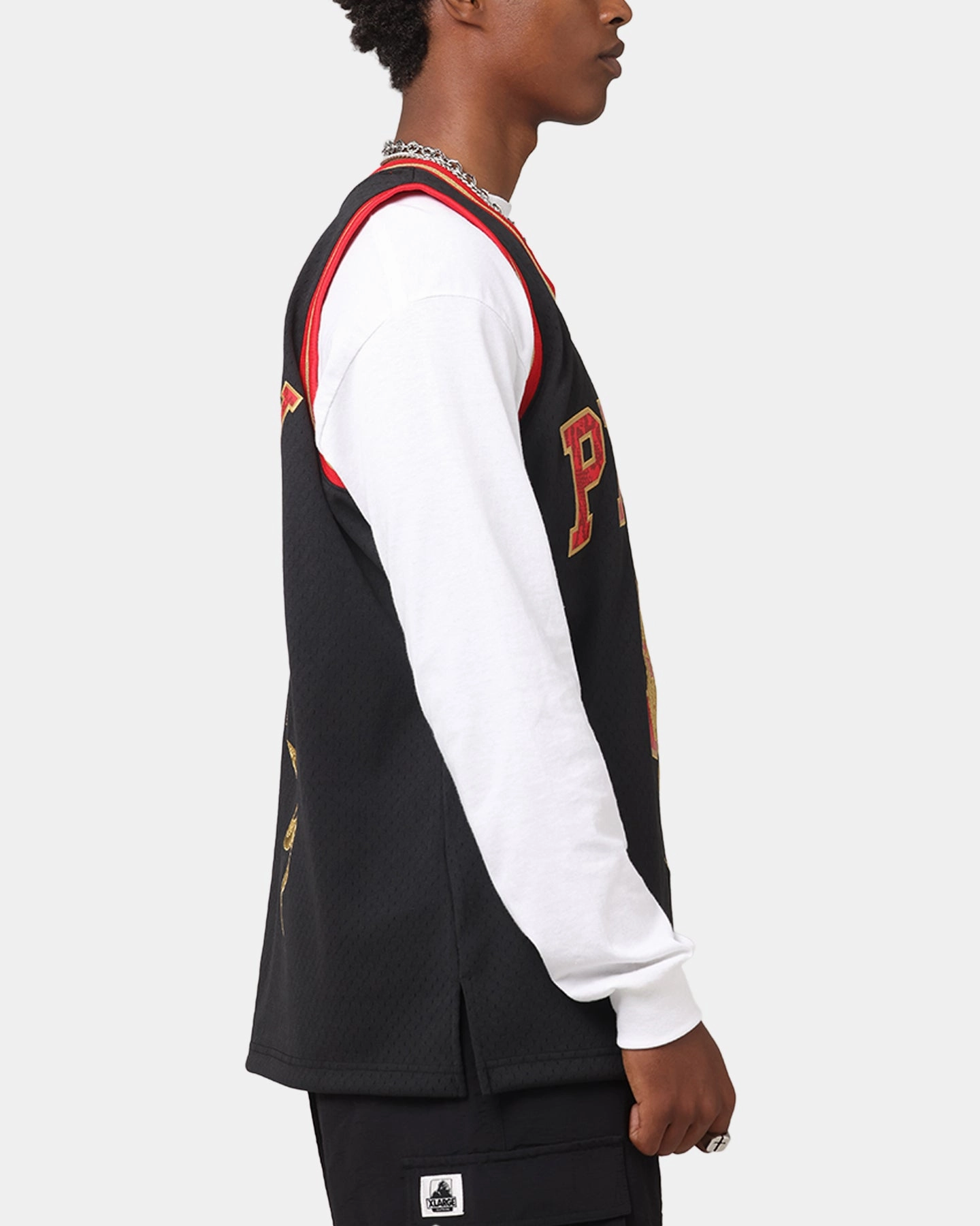 Sublimated Design Anti Shrink Treatment Mitchell & Ness Philadelphia 76ers Allen Iverson 1996 Swingman Jersey Black/Gold