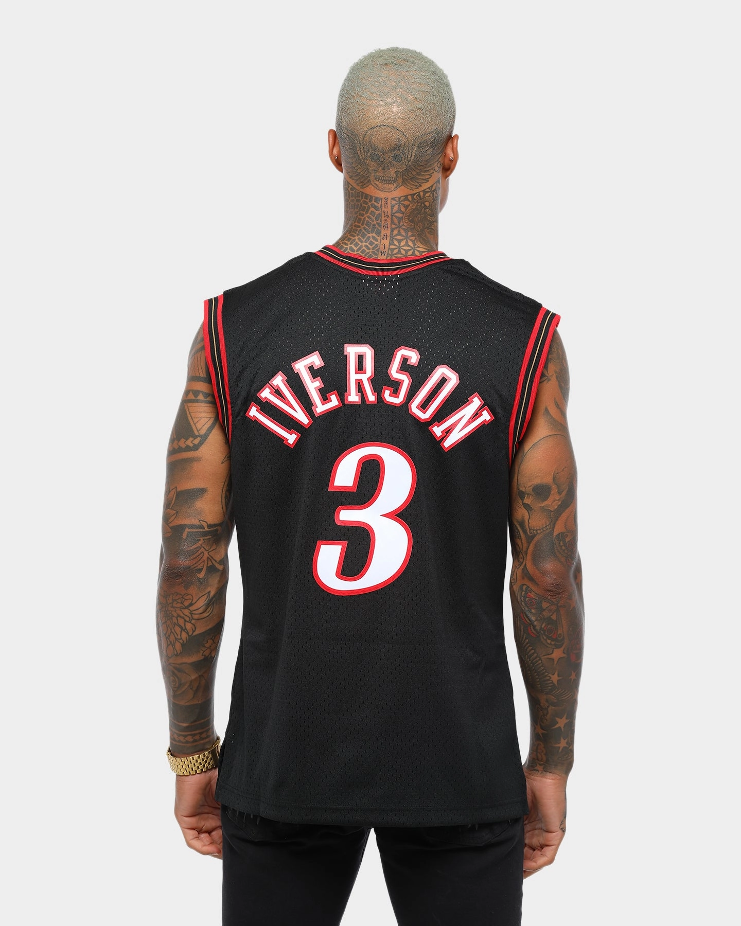 Mitchell & Ness Philadelphia 76ers Allen Iverson #3 Swingman Jersey Black Breathable Design Double Layered Thermal Insulation