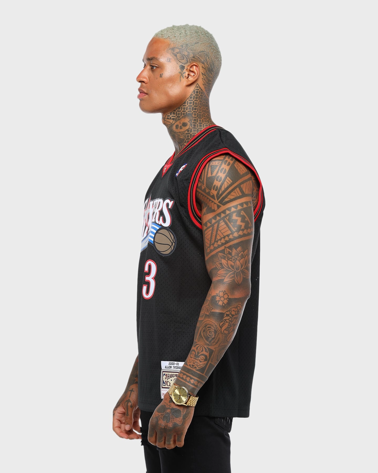 Mitchell & Ness Philadelphia 76ers Allen Iverson #3 Swingman Jersey Black Temperature Regulating Lining