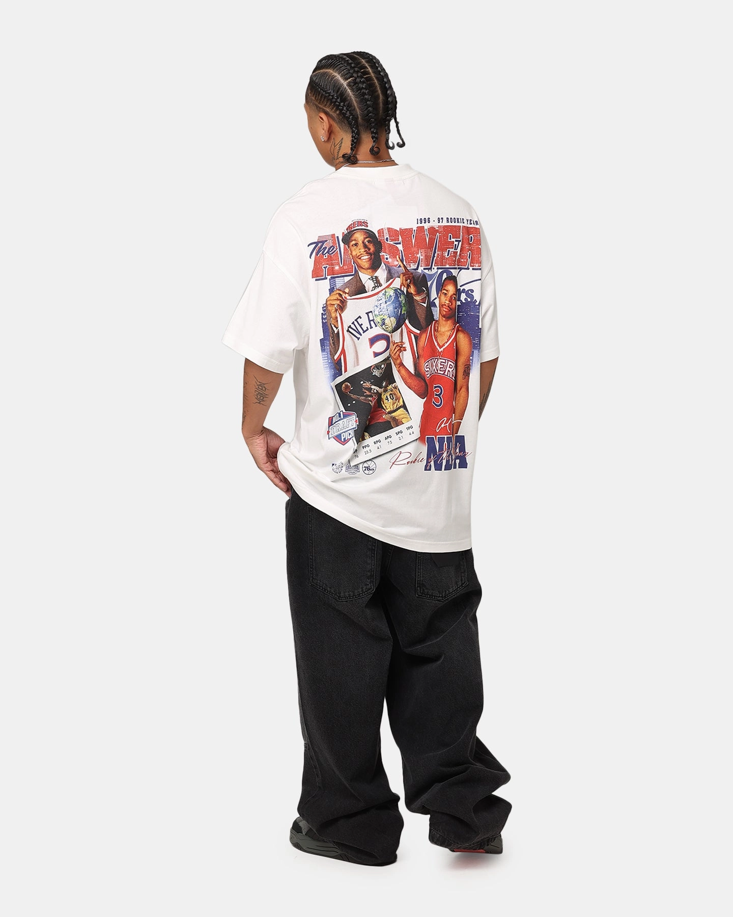 Collared formality Wrinkle-Free Mitchell & Ness Philadelphia 76ers Allen Iverson Rookie Season T-Shirt Vintage White