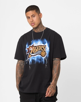 Leisure Wear Mitchell & Ness Philadelphia 76ers Logo Lightning T-Shirt Black