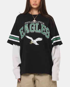 Eco Friendly Dye Mitchell & Ness Philadelphia Eagles Waffle Mock Layer Long Sleeve T-Shirt Black