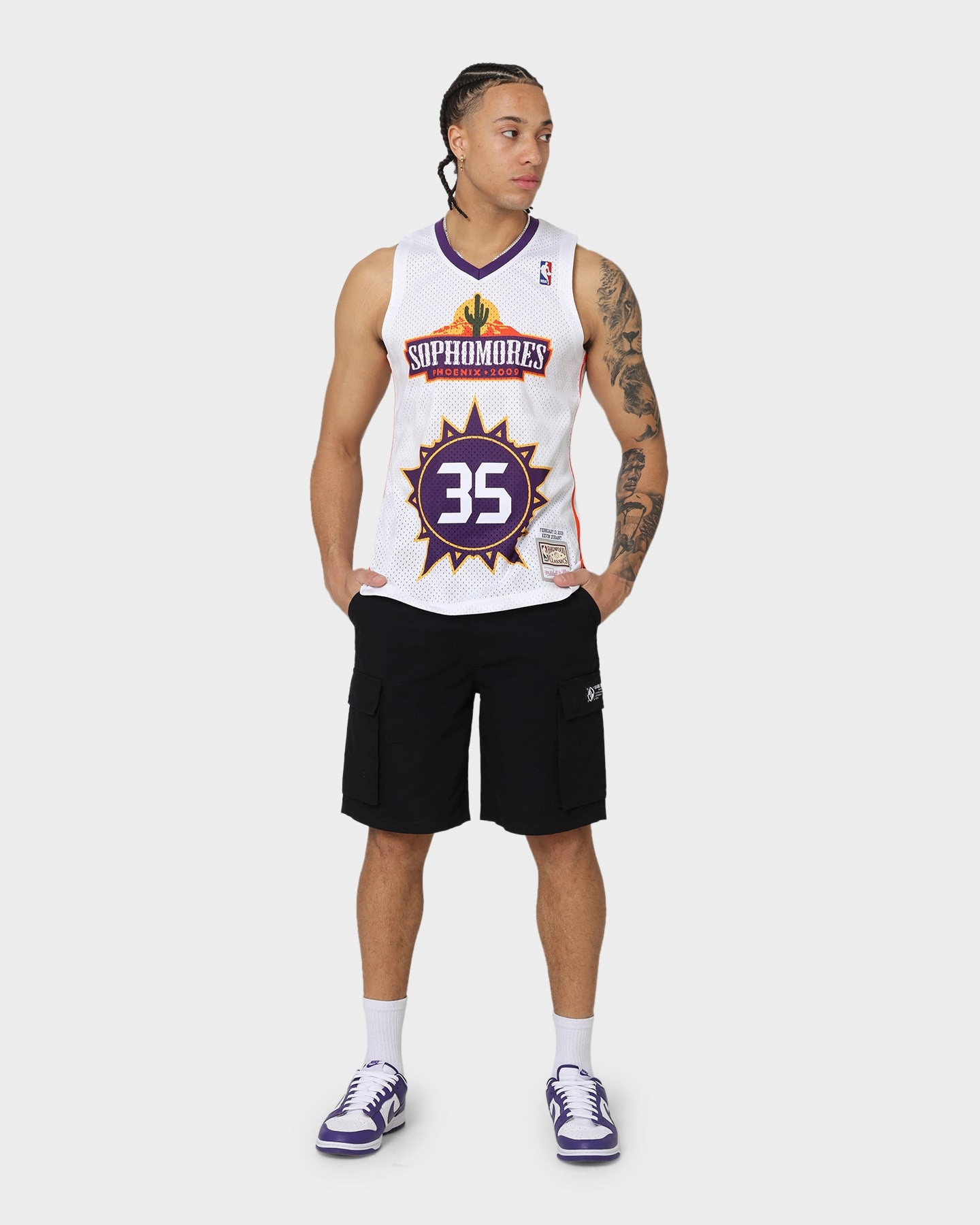 Mitchell & Ness Phoenix Suns Sophomores Kevin Durant #35 Swingman Jersey White Drop Shoulder Comfort Fit Design