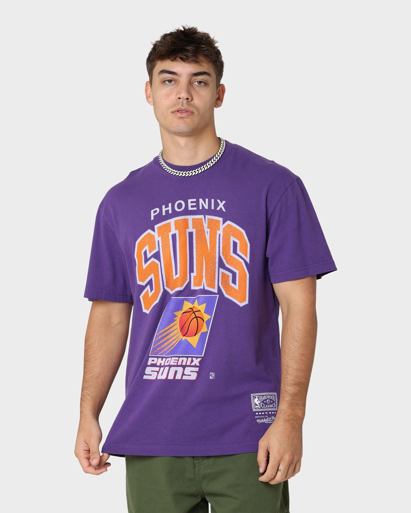Mitchell & Ness Phoenix Suns XL Arch Vintage T-Shirt Faded Purple Double Stitched Seams Casual All-Day