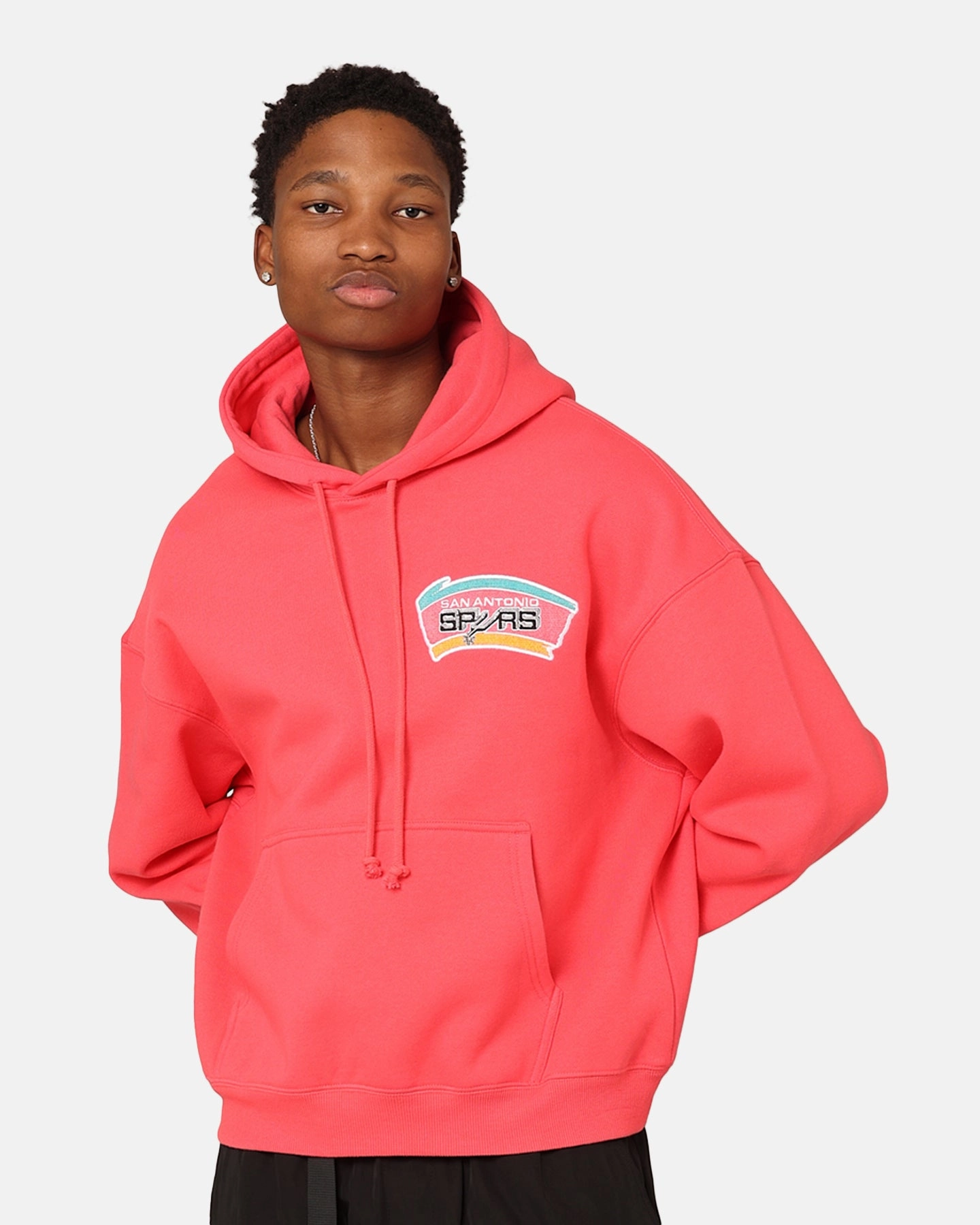 Tradition Mitchell & Ness San Antonio Spurs Basketball Hoodie Pepper Pink