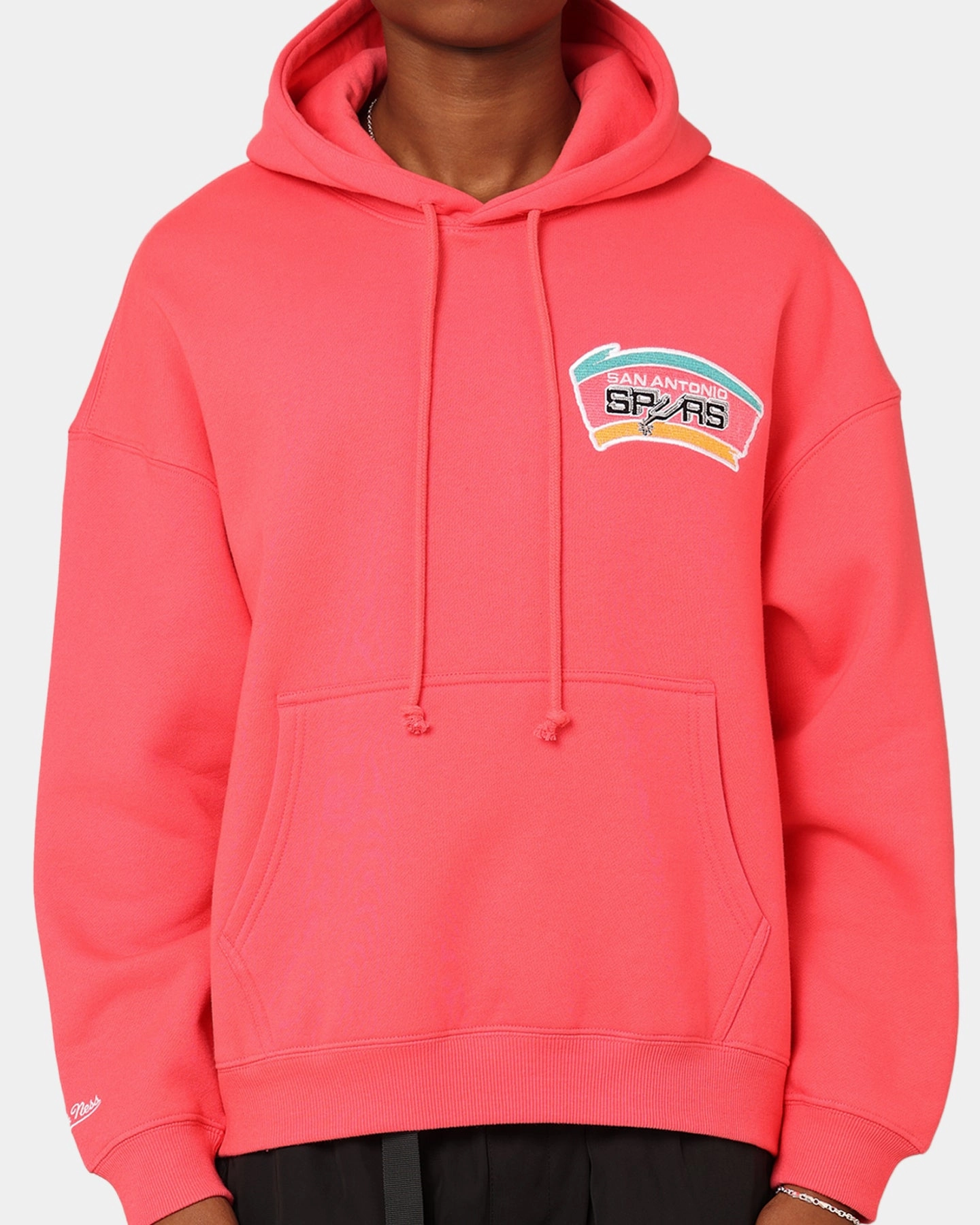 Mitchell & Ness San Antonio Spurs Basketball Hoodie Pepper Pink Winter Gear Collared
