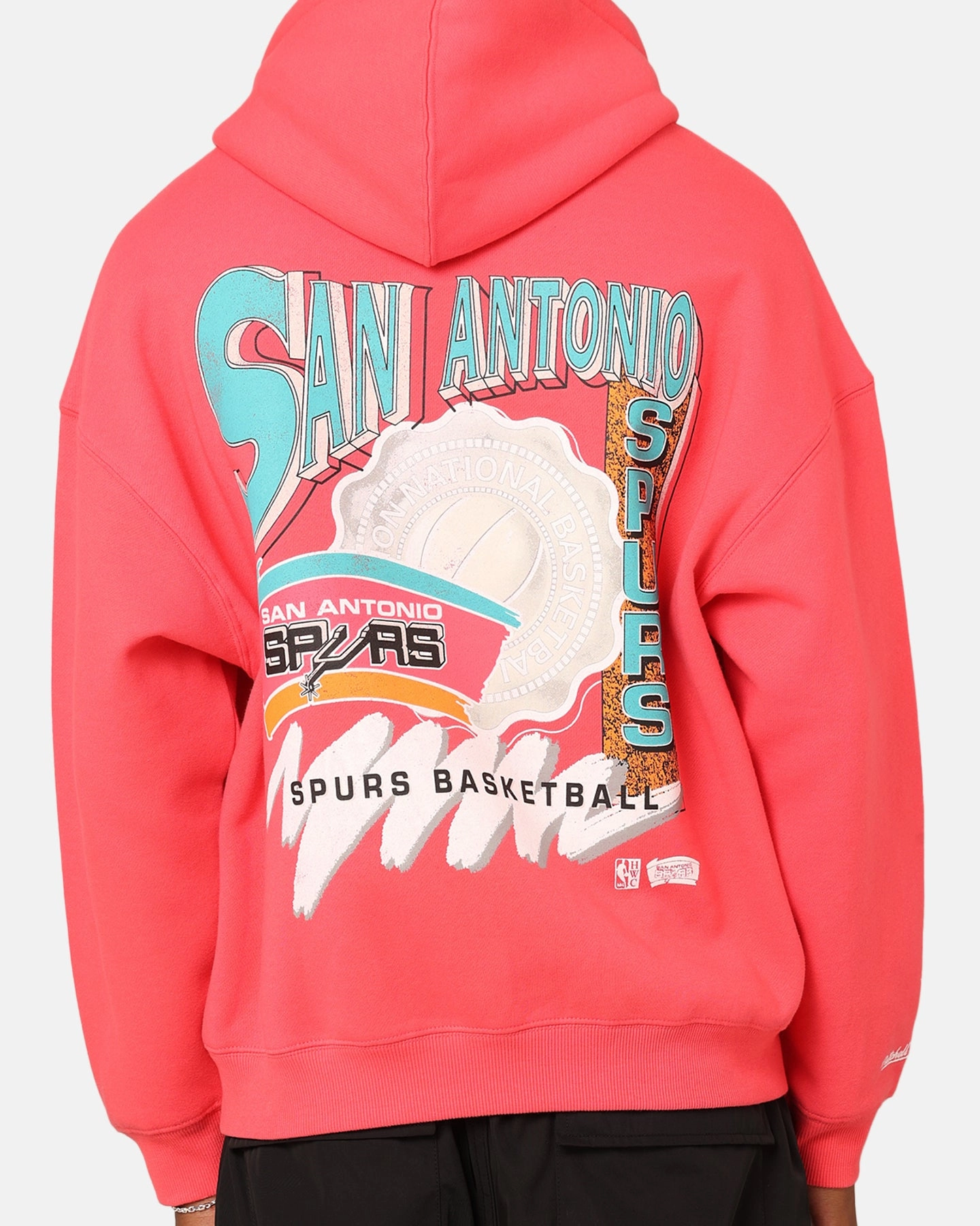 Mitchell & Ness San Antonio Spurs Basketball Hoodie Pepper Pink Soft Touch Interior