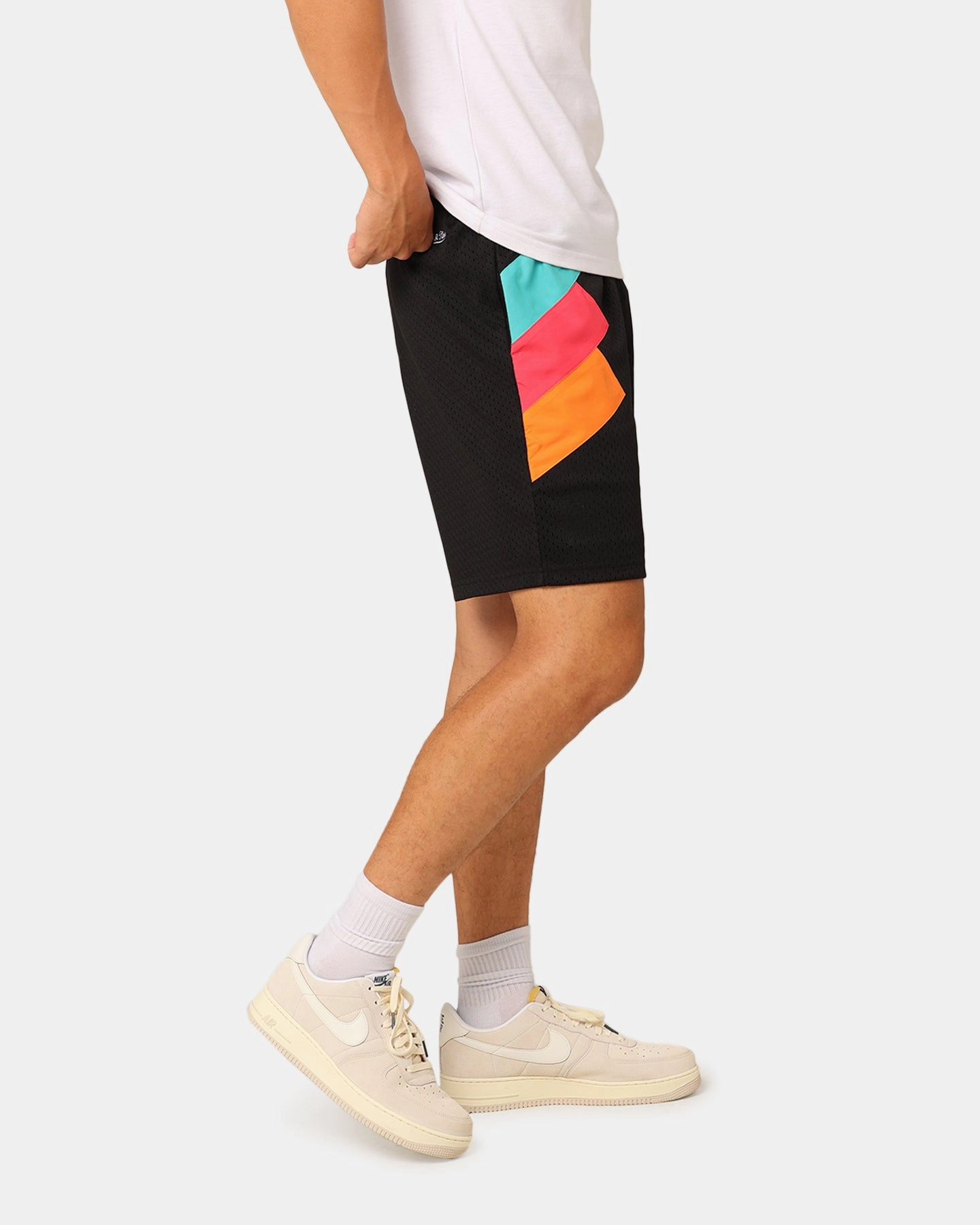 Mitchell & Ness San Antonio Spurs Wear Your Stripes Shorts Black Striped Pattern Workout Gear