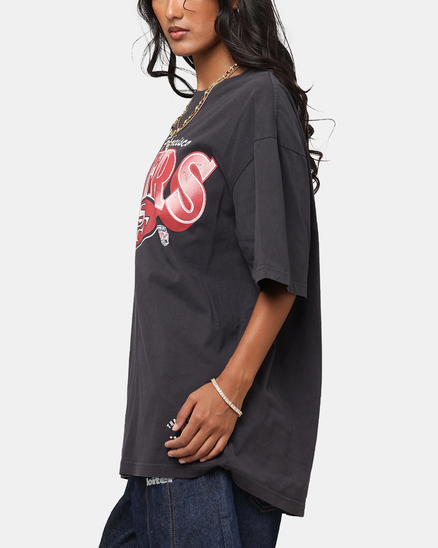 Breathable Comfort Fuzz Free Surface Mitchell & Ness San Francisco 49ers Arch T-Shirt Faded Black
