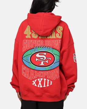 Windproof Construction Mitchell & Ness San Francisco 49ers Super Bowl World Hoodie Faded Red