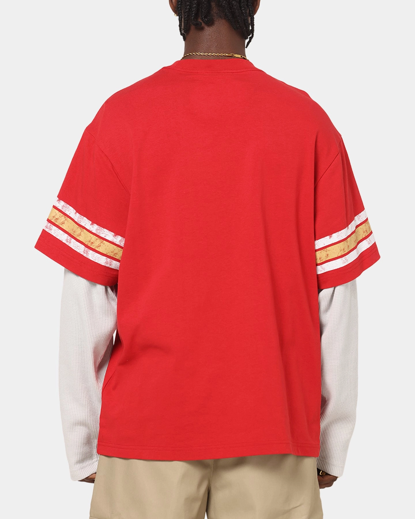 Cool Design Basic Piece Mitchell & Ness San Francisco 49ers Waffle Mock Layer Long Sleeve T-Shirt Red