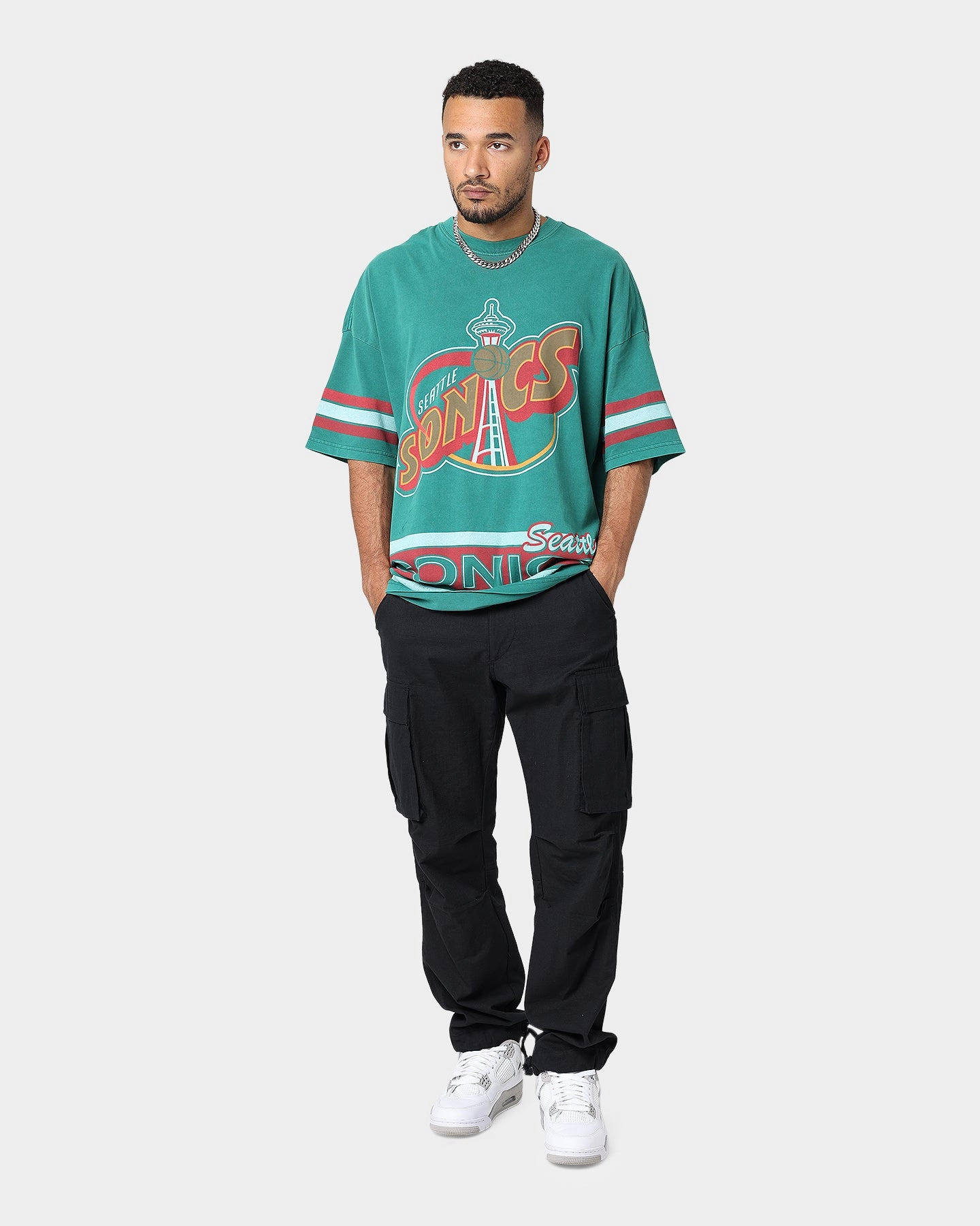 Mitchell & Ness Seattle Sonics Vintage Conference T-Shirt Faded Green Low Impact Processing