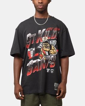 Slim fit clothing Breathable Design Mitchell & Ness St Kilda Saints Mascot Character T-Shirt Faded Black