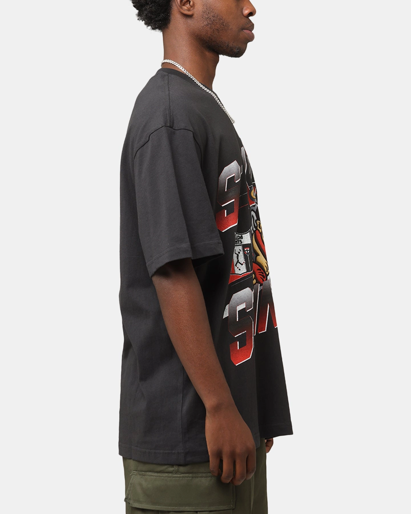 Timeless Comfort Mitchell & Ness St Kilda Saints Mascot Character T-Shirt Faded Black