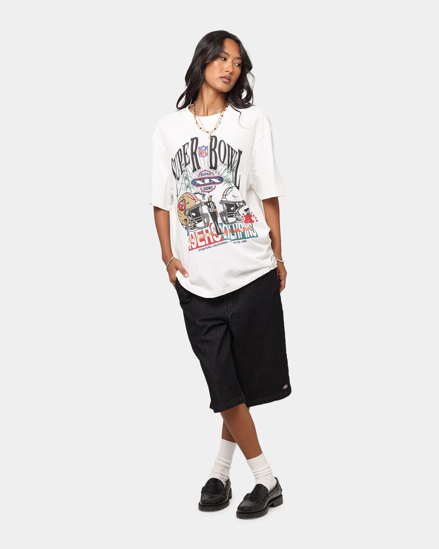 Mitchell & Ness Super Bowl XIX Match Up T-Shirt Vintage White Light Design NonIrritatingTags