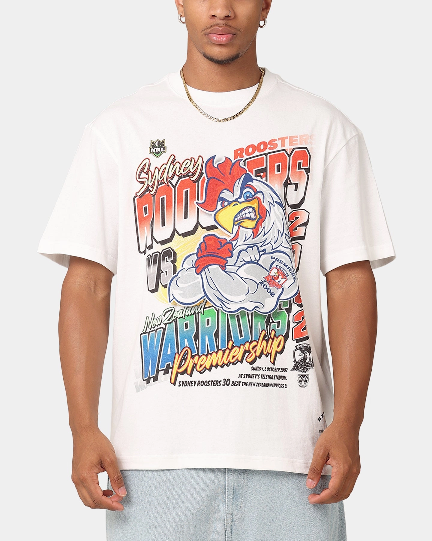 Mitchell & Ness Sydney Roosters Vs New Zealand Warriors T-Shirt Vintage White Universal Silhouette