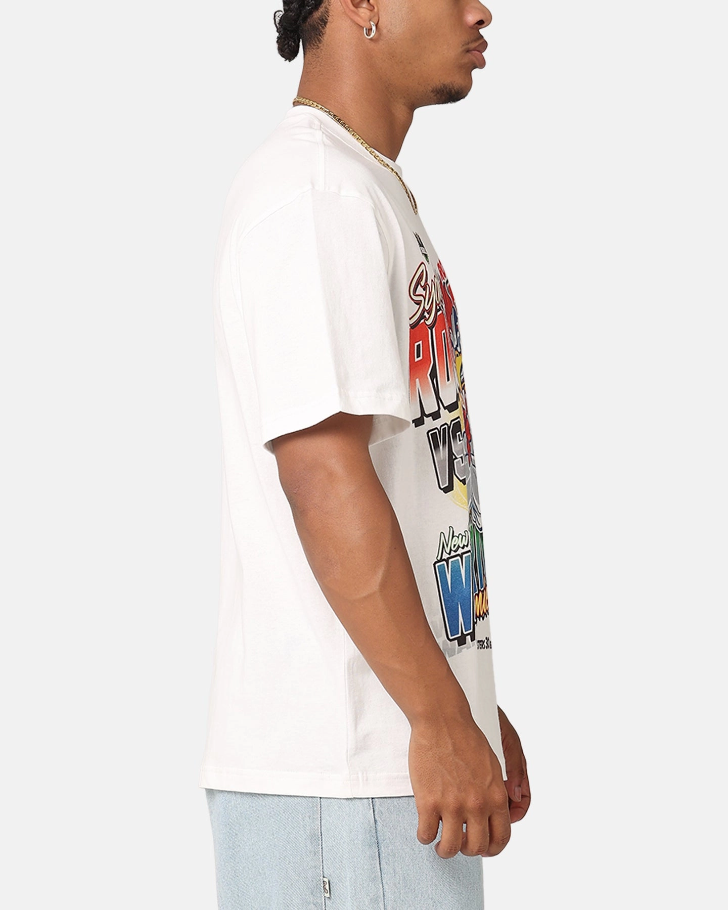 Stylish Day Wear Vintage Wash Mitchell & Ness Sydney Roosters Vs New Zealand Warriors T-Shirt Vintage White