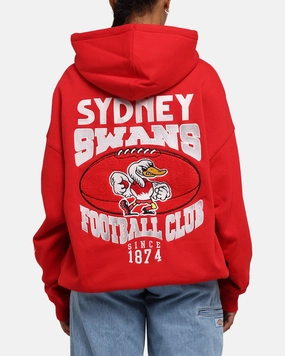 Mitchell & Ness Sydney Swans Team Hoodie Red Front Pockets Teflon Coated Fabric