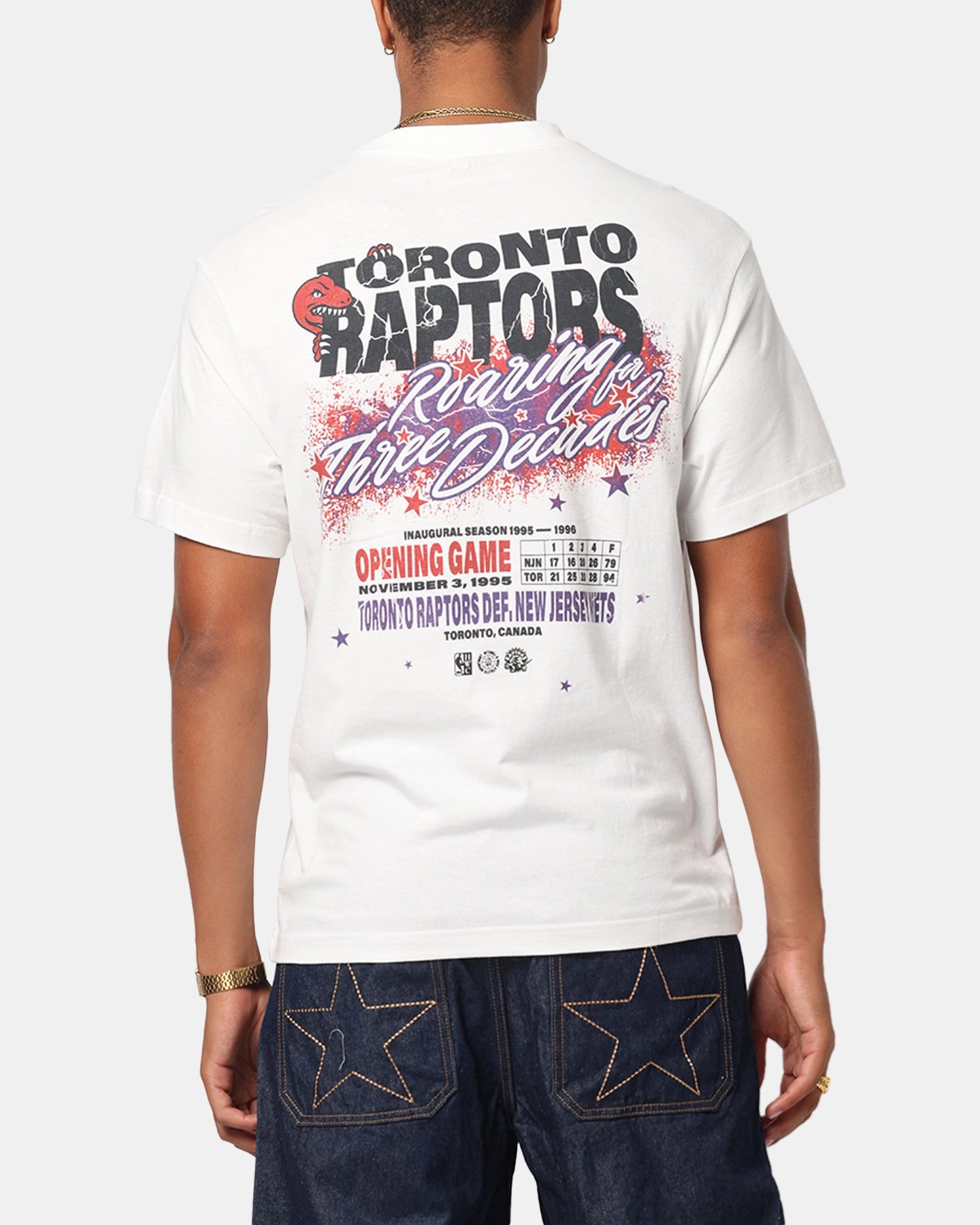 slim fit Mitchell & Ness Toronto Raptors Three Decades T-Shirt Vintage White