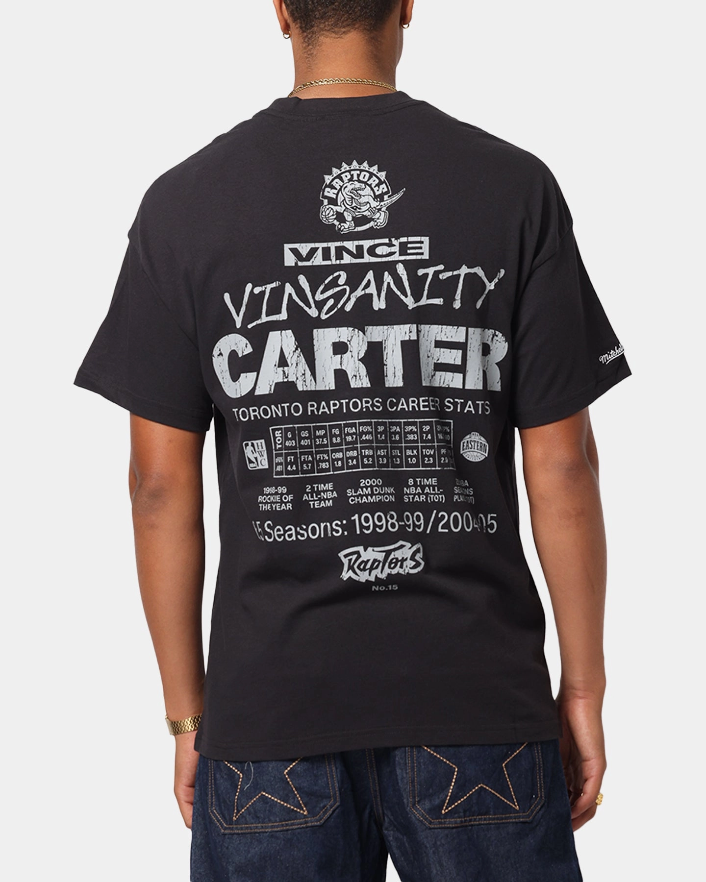 Cool Weather Wear kids' Mitchell & Ness Toronto Raptors Vince Carter Air Canada T-Shirt Overdyed Black