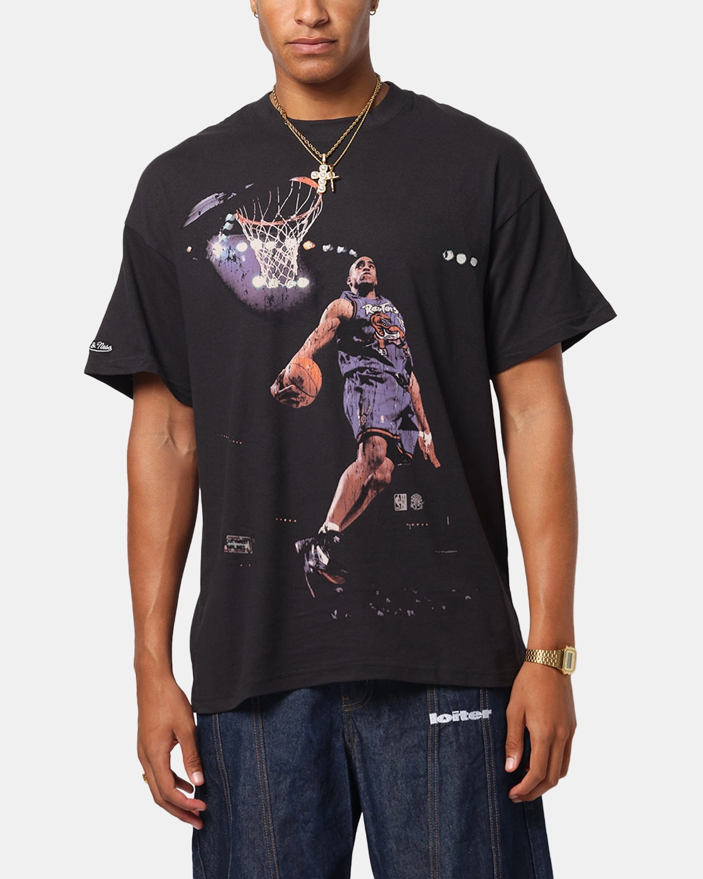 Skin Friendly Lining Mitchell & Ness Toronto Raptors Vince Carter Air Canada T-Shirt Overdyed Black