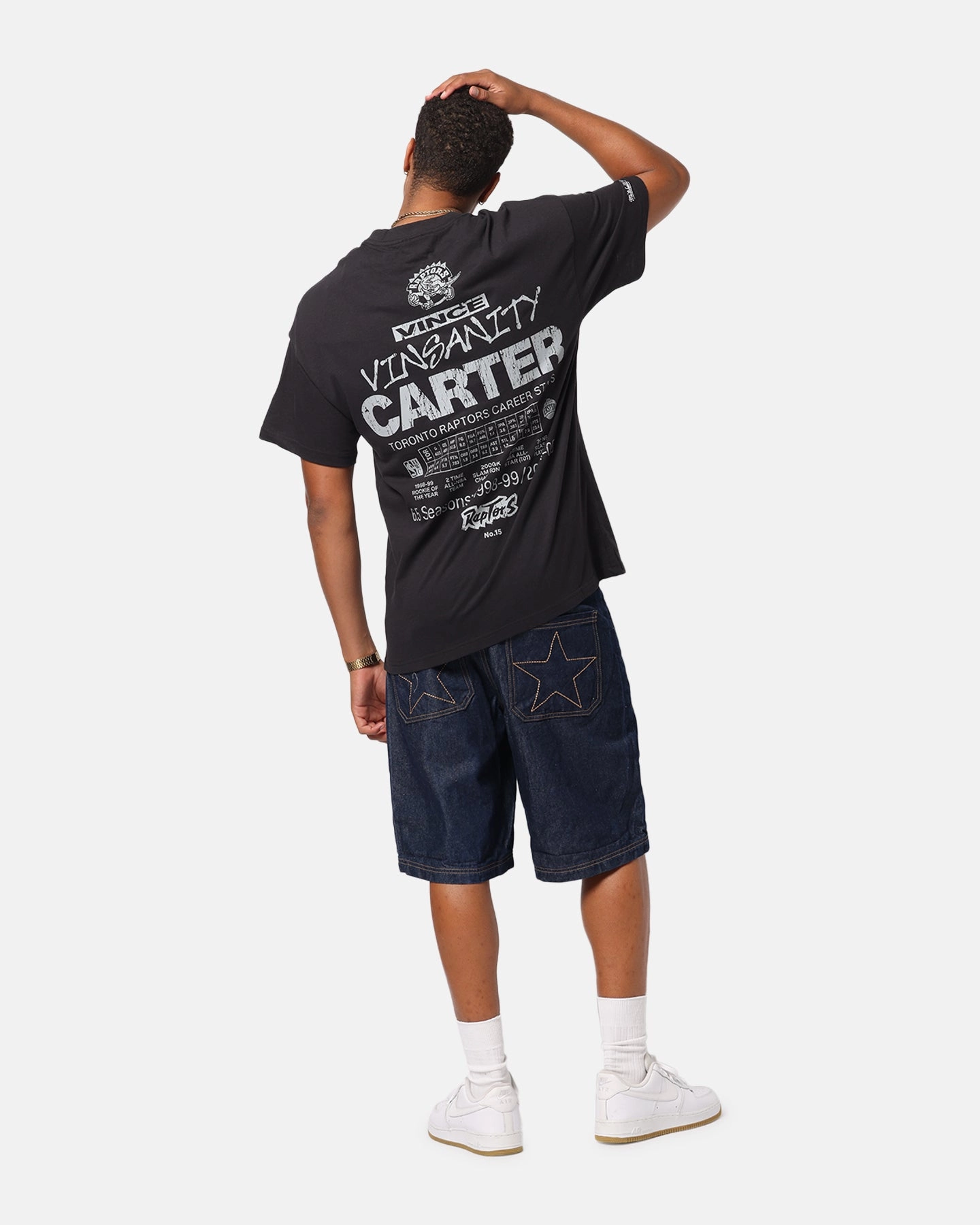 Mitchell & Ness Toronto Raptors Vince Carter Air Canada T-Shirt Overdyed Black Reinforced Neckline ethical