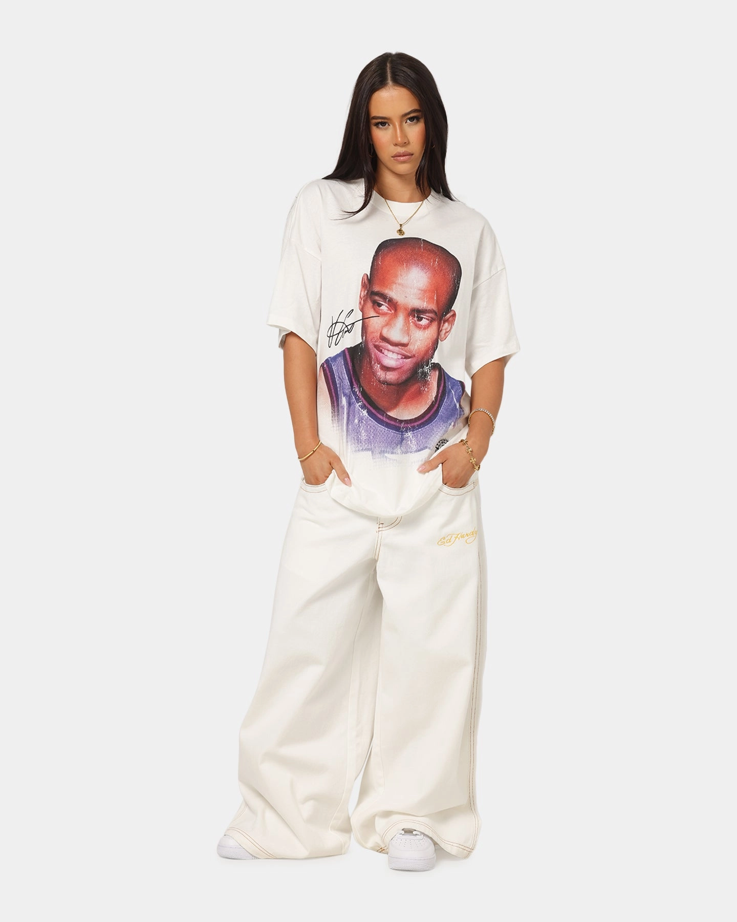 Mitchell & Ness Toronto Raptors Vince Carter Big Head T-Shirt Vintage White NonIronTechnology AntiStaticFinish