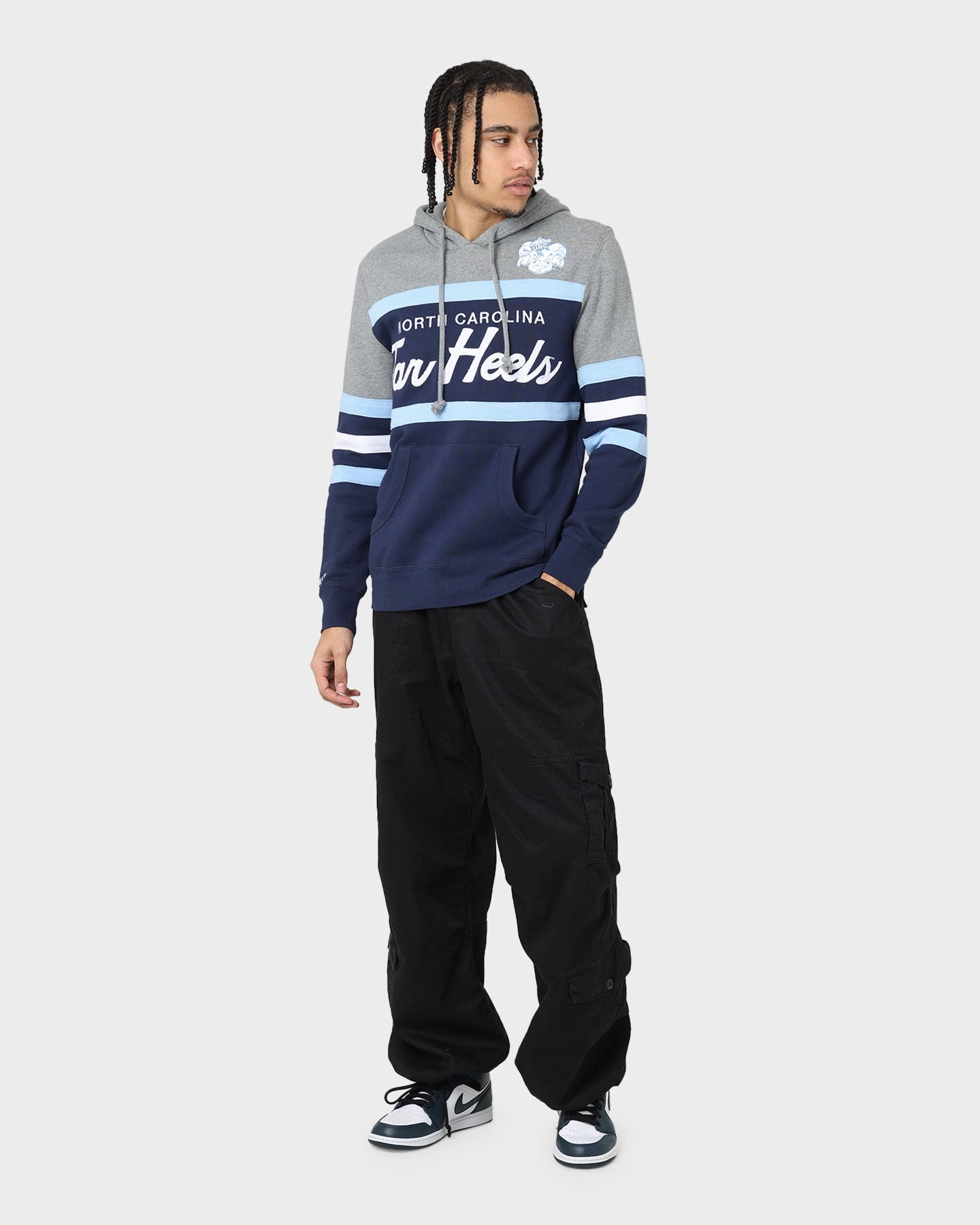 Non Chafing Edges Motion Enhanced Mitchell & Ness UNC Tar Heels Head Coach Hoodie Navy