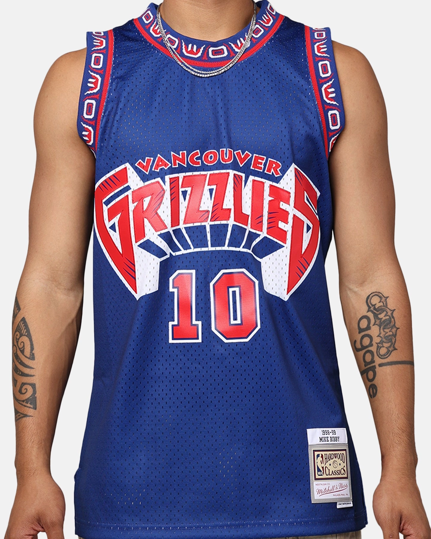 Sporty Look Lightweight Layering Mitchell & Ness Vancouver Grizzlies Mike Bibby 1998-99 College Twist Swing Jersey Navy/Red