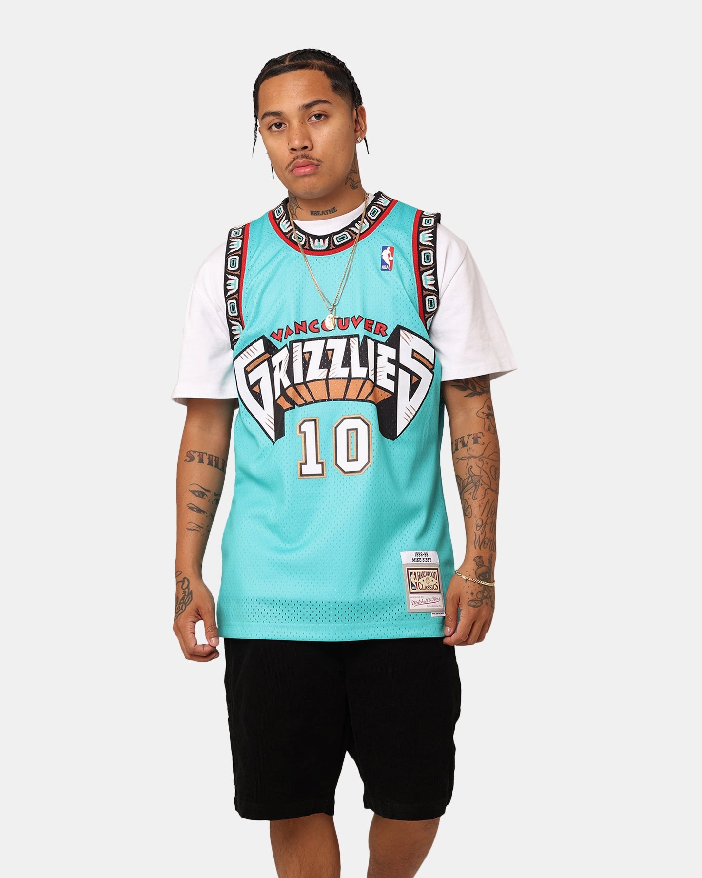 Mitchell & Ness Vancouver Grizzlies Mike Bibby '98-'99 #10 Swingman Jersey Teal Quick Release Fastening